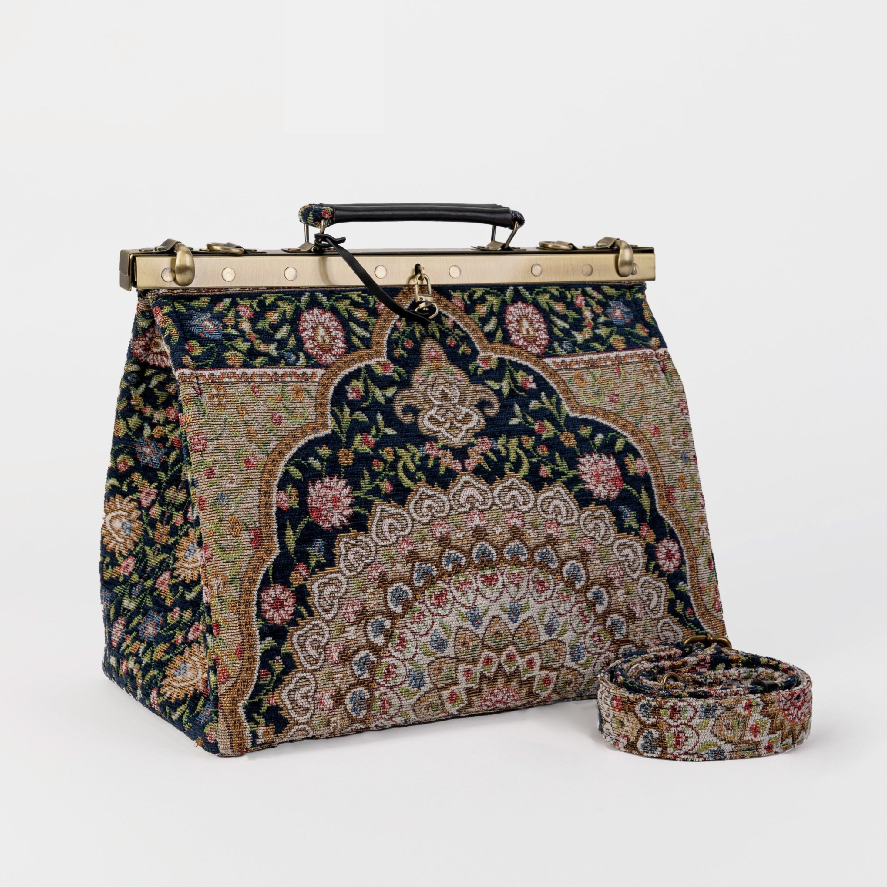 Oriental Navy Celine Gladstone Bag Doctor Carpetbag
