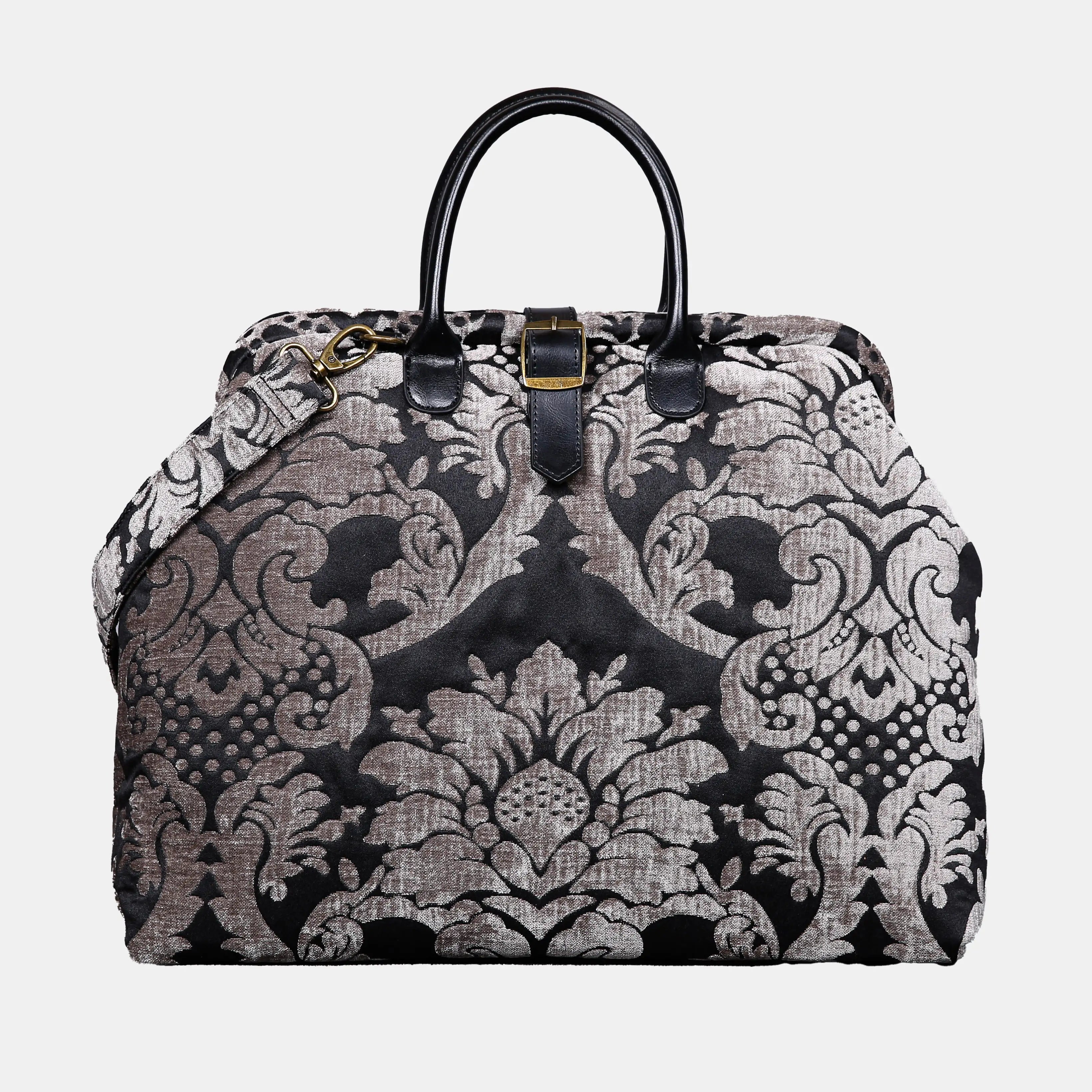 Luxury Damask Ivory Mary Poppins Weekender Carpetbag of America main