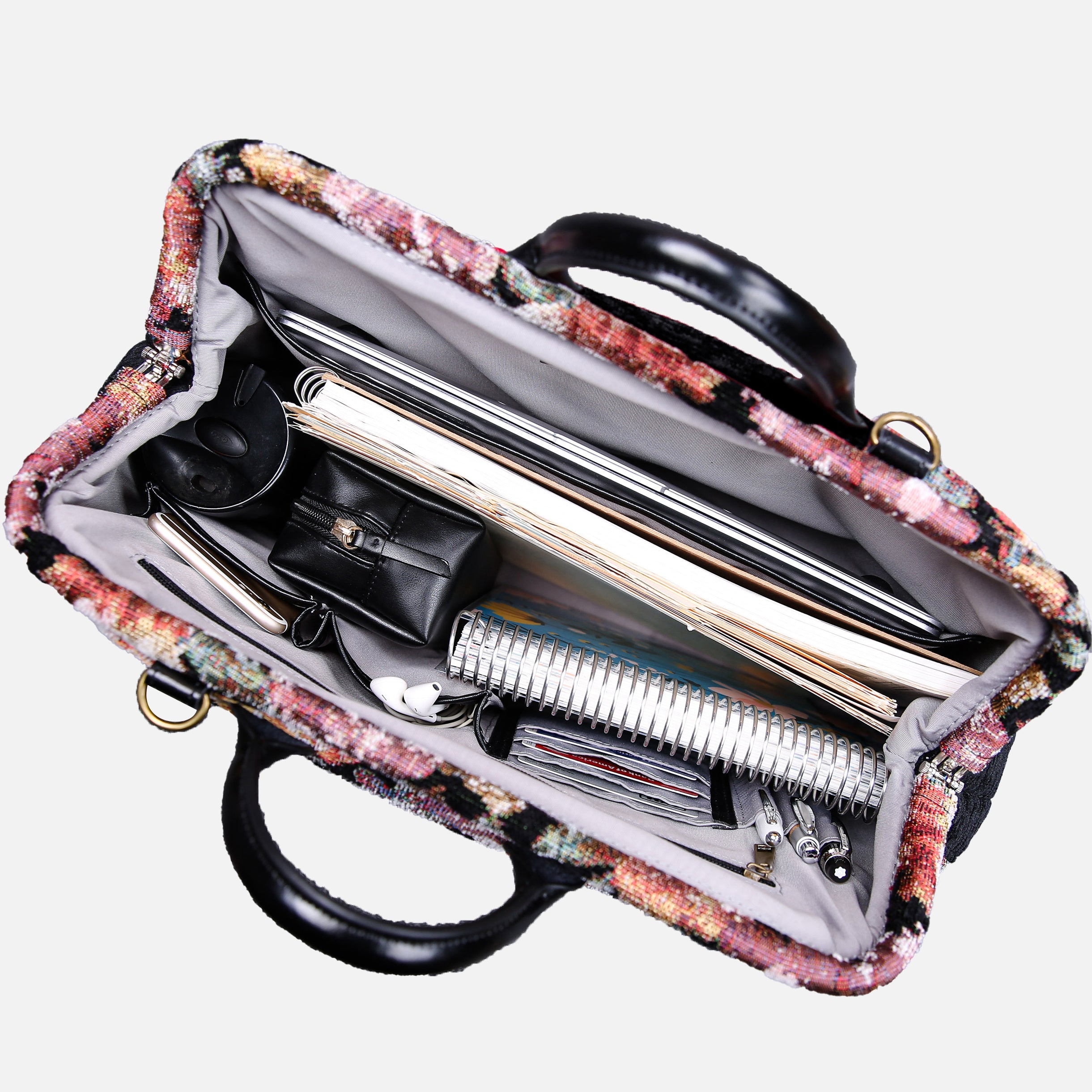 Floral Rose Laptop Work Bag carpet bag MCW Handmade-5