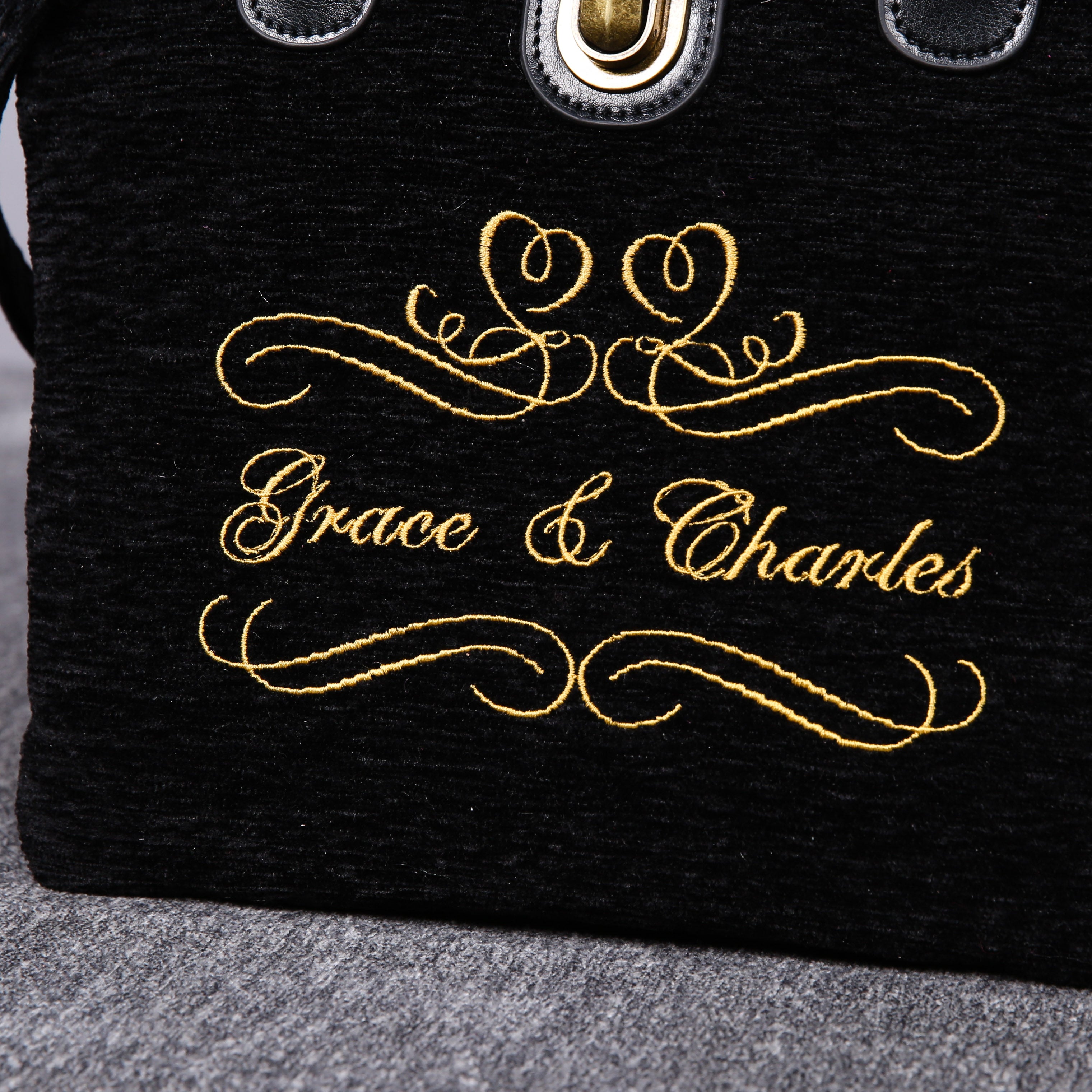 Luxury Monogrammed Black Compact Tote carpet bag MCW Handmade