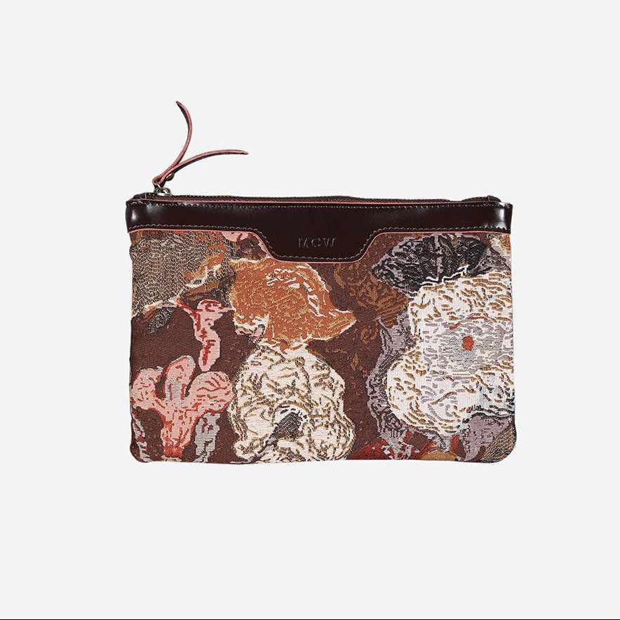 Abstract Brown Wristlet Clutch