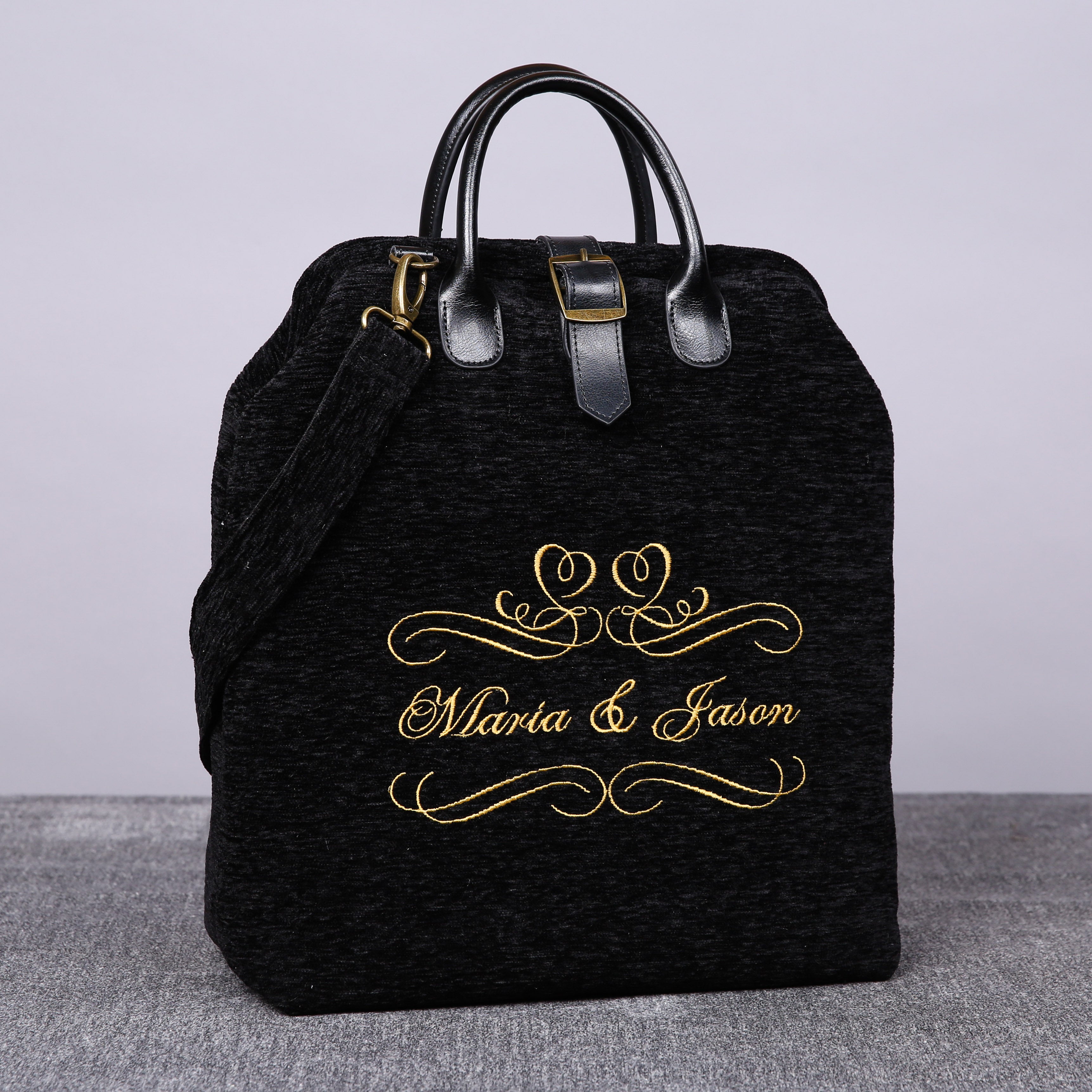 Luxury Monogrammed Black Multi-Functional Backpack carpet bag MCW Handmade-6
