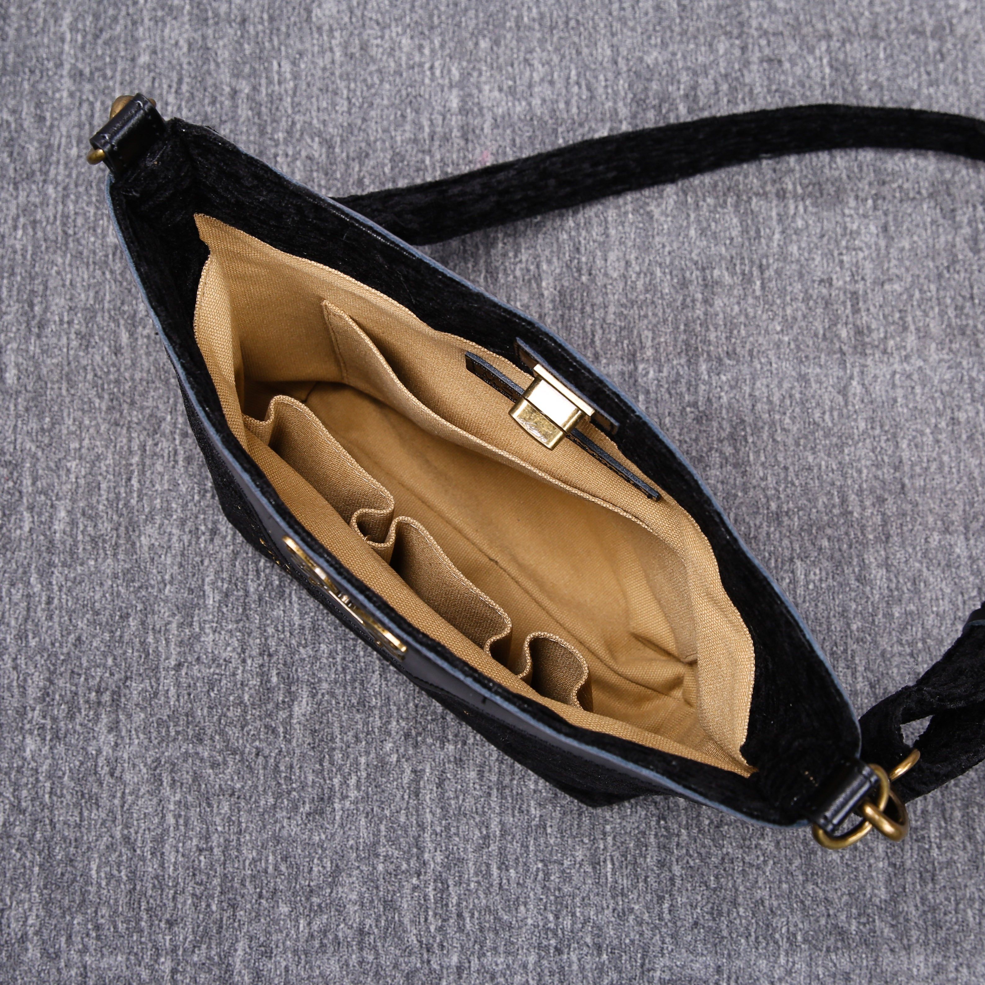 Luxury Monogrammed Black Cross Body carpet bag MCW Handmade