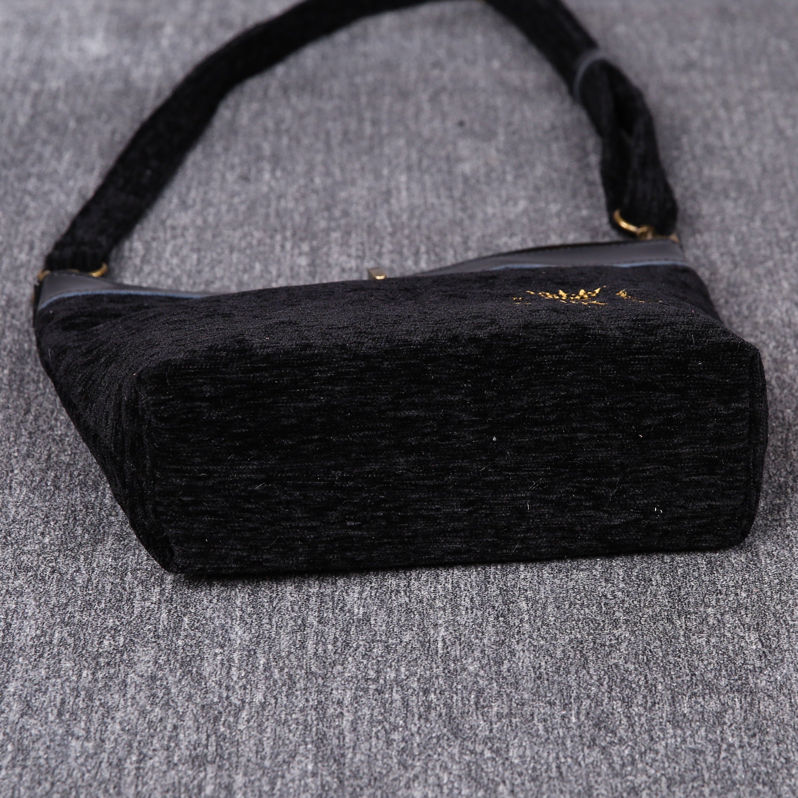 Luxury Monogrammed Black Cross Body carpet bag MCW Handmade