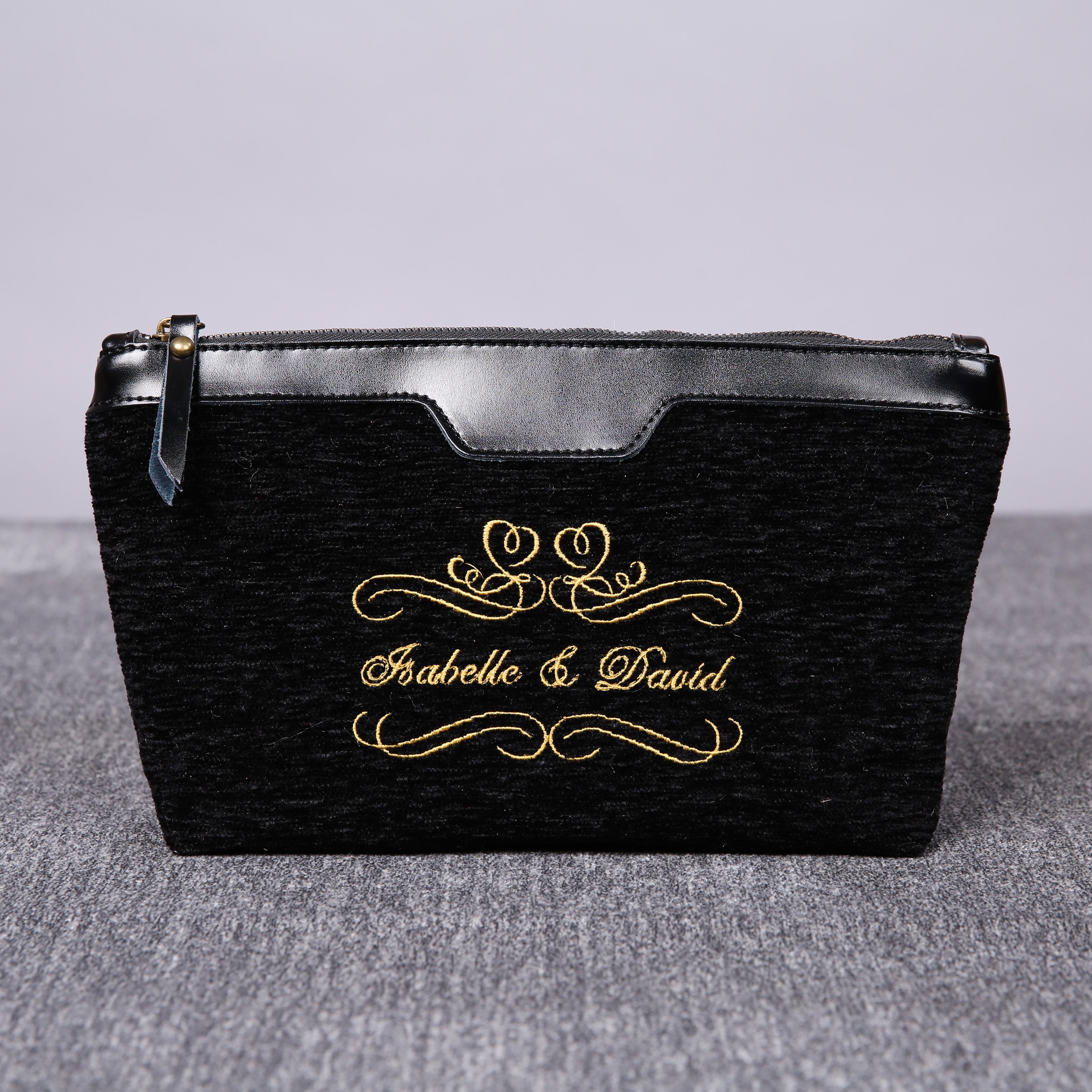 Luxury Monogrammed Black Make up Bag carpet bag MCW Handmade
