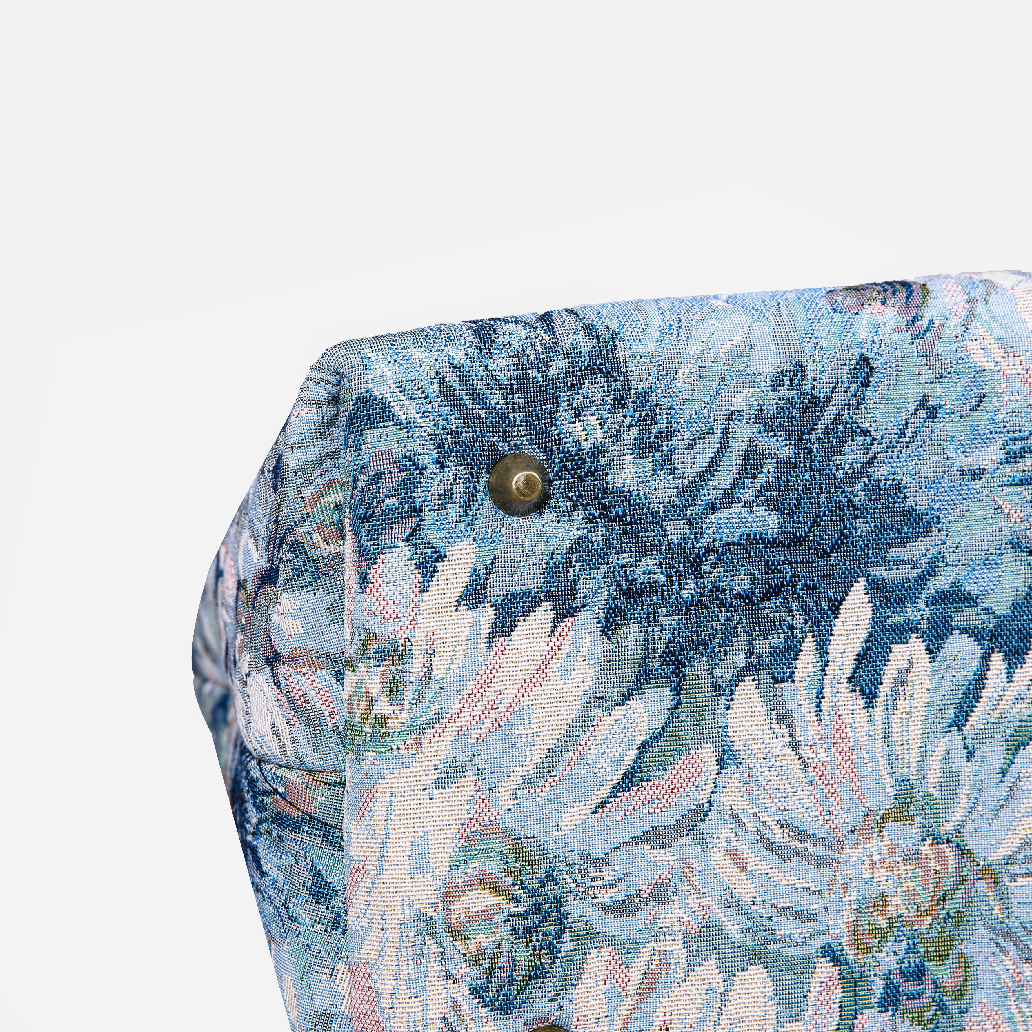 Blooming Daisy Blue Mary Poppins Weekender carpet bag MCW Handmade bottom details