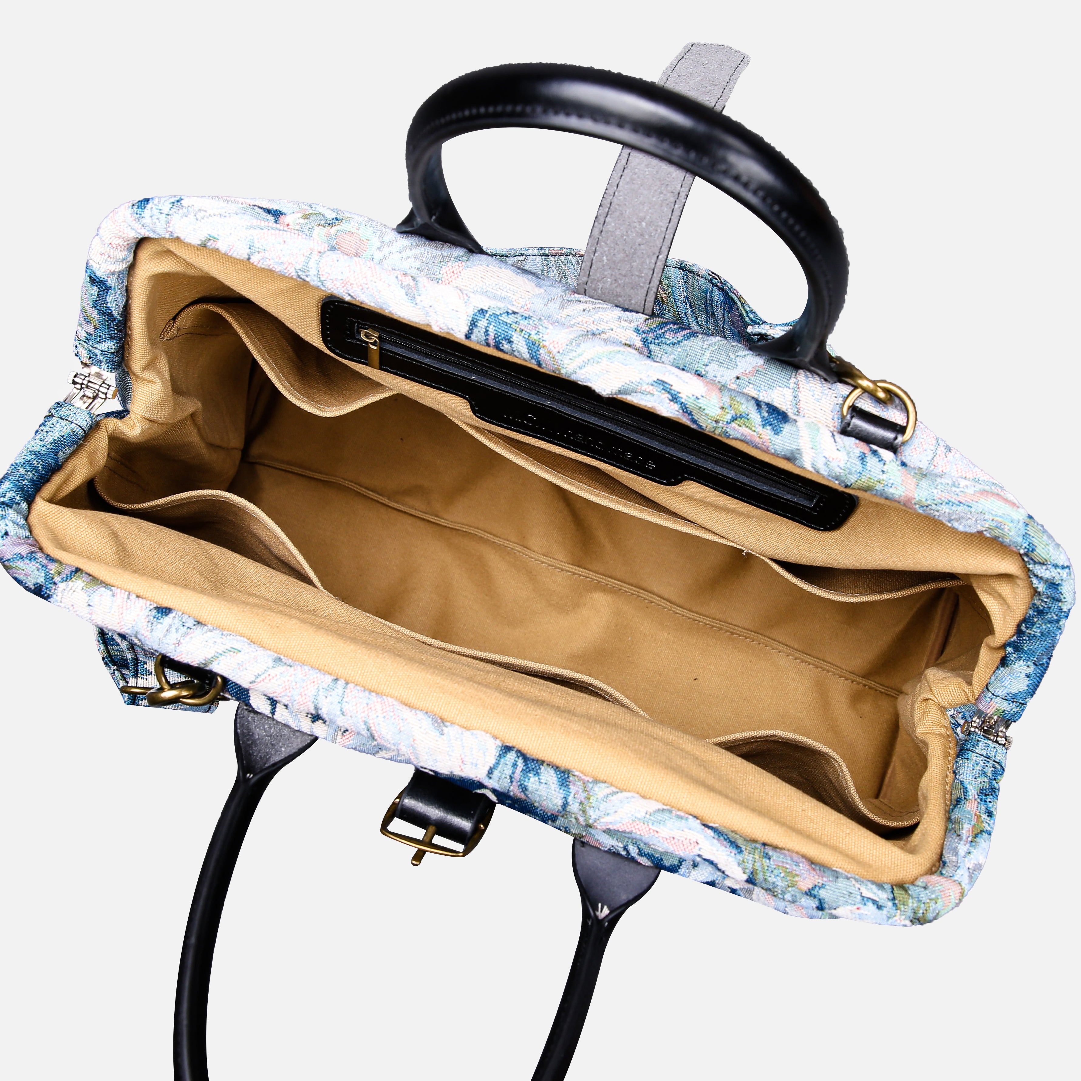 Blooming Daisy Blue Mary Poppins Weekender carpet bag MCW Handmade inside