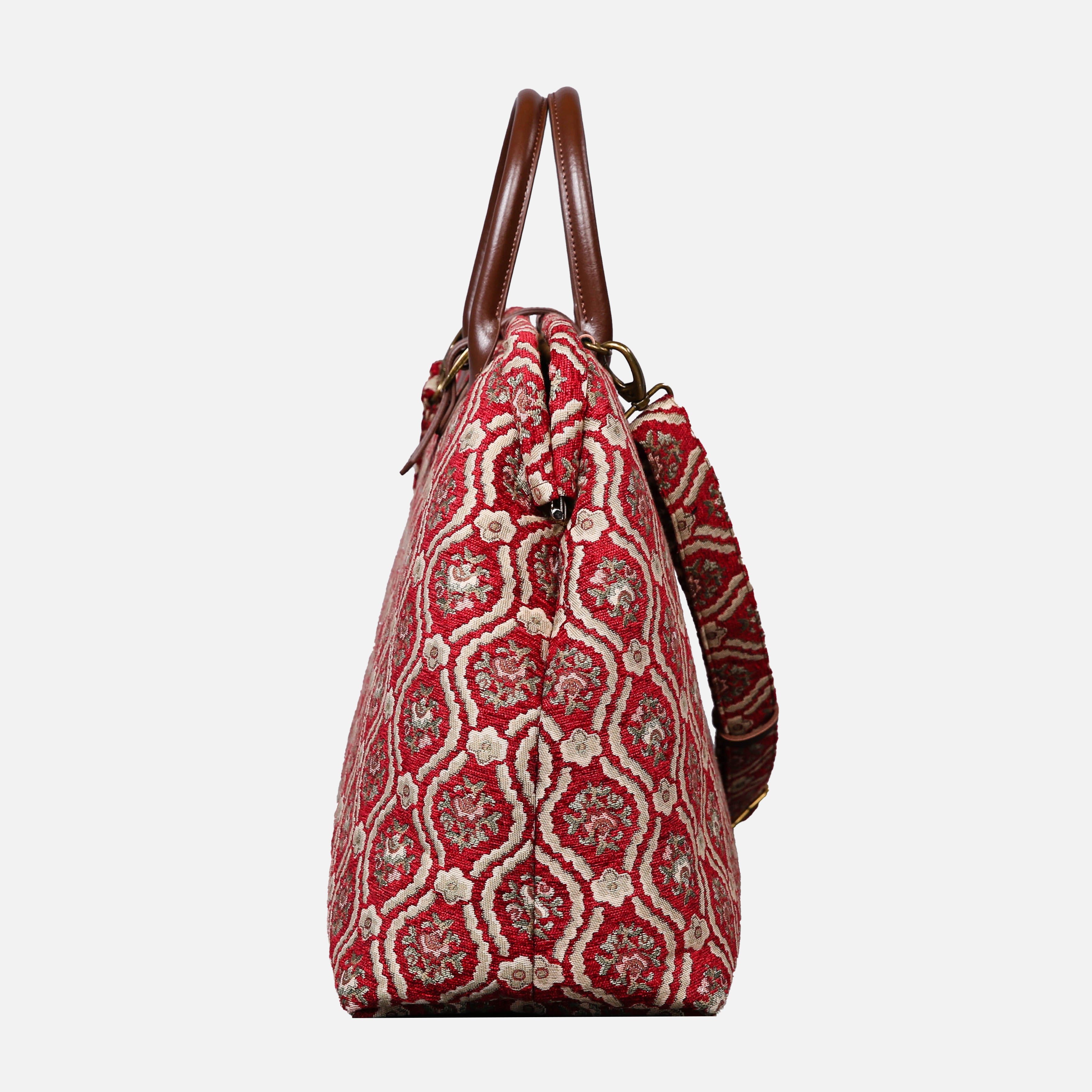 Traditional Red Mary Poppins Weekender carpet bag MCW Handmade-3