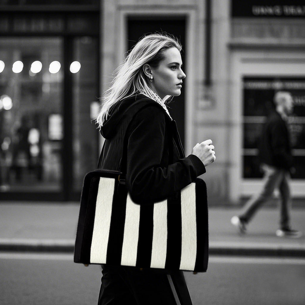 Black & White Beetlejuice Business Tote model