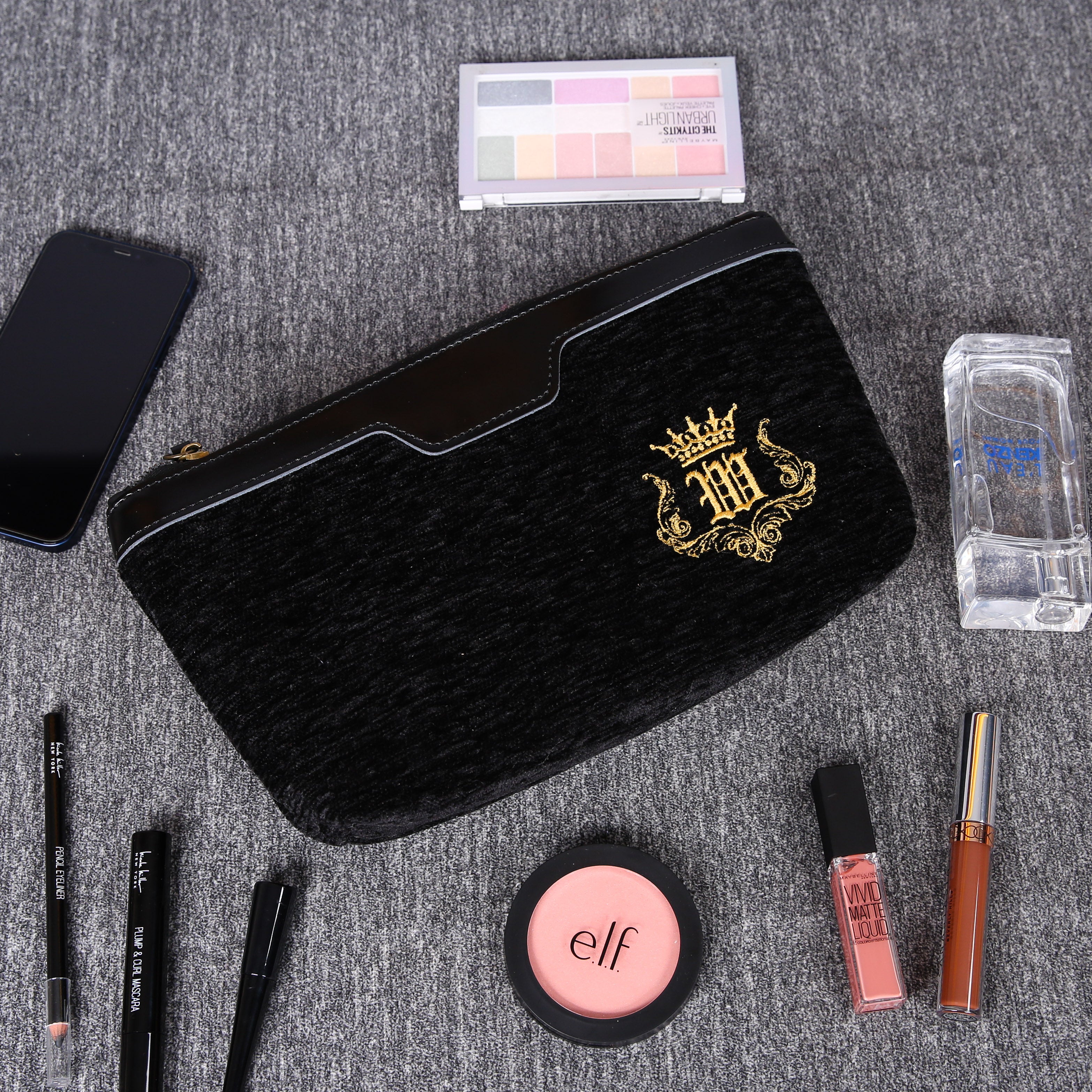 Luxury Monogrammed Black Make up Bag carpet bag MCW Handmade