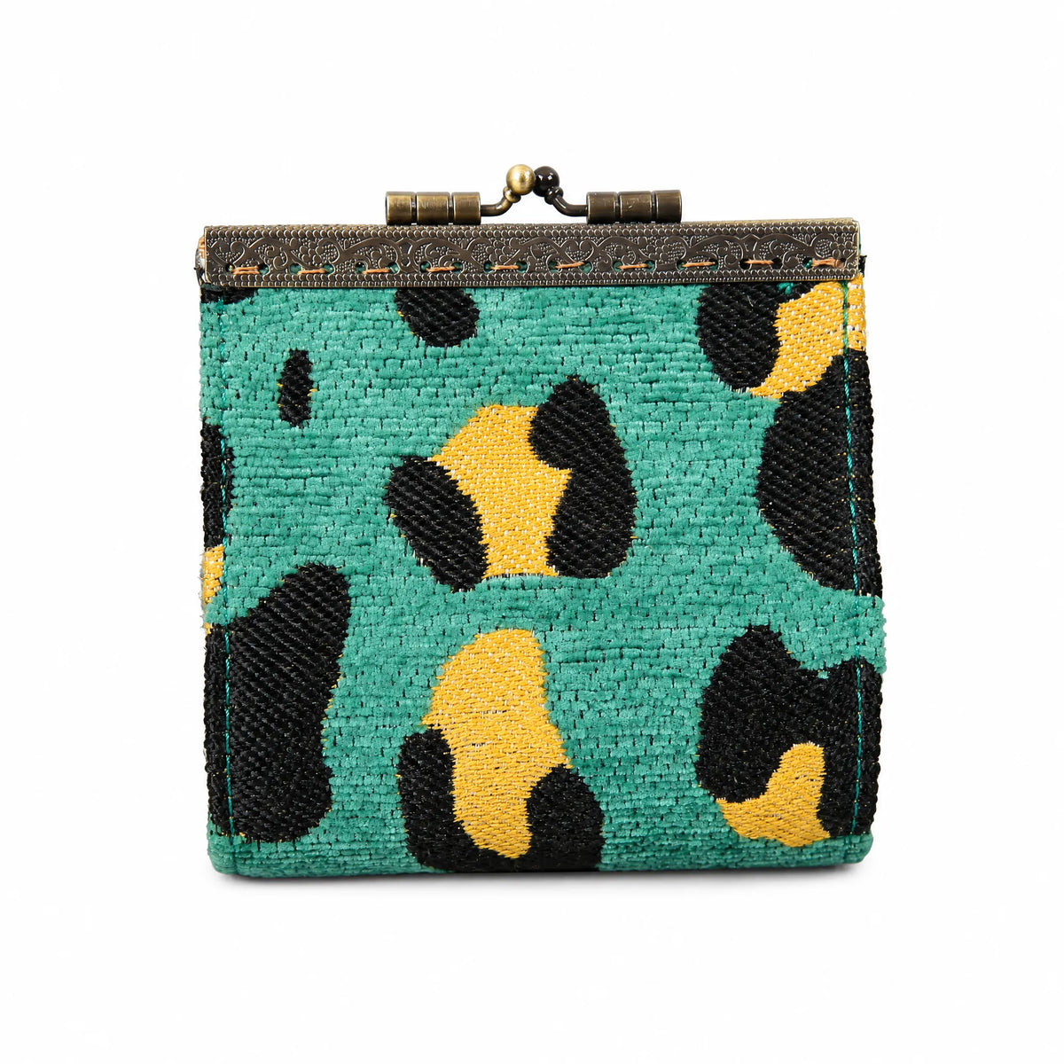 Leopard Green Card Wallet Carpetbag of America 17 slots main