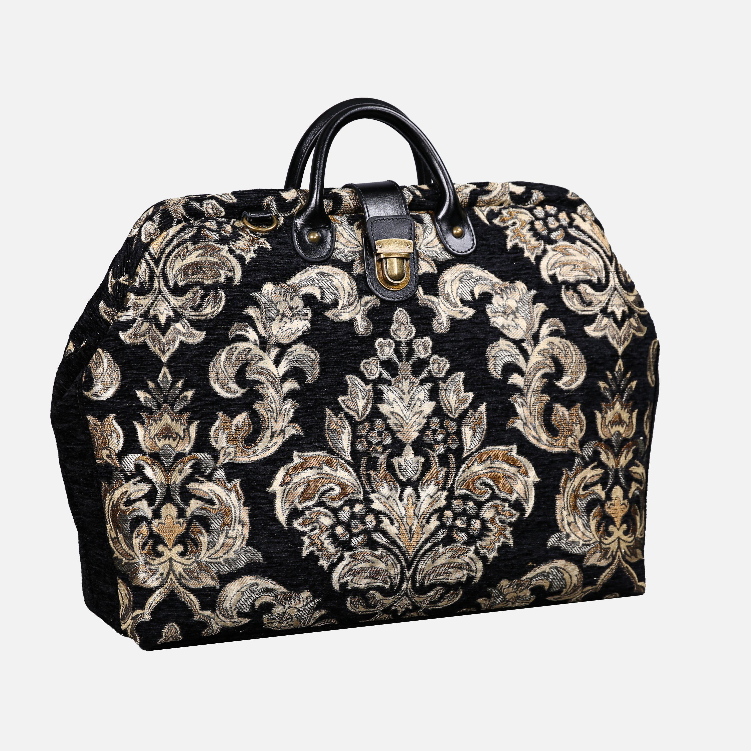 Victorian Blossom Black Gold Laptop Work Bag carpet bag of America Front side