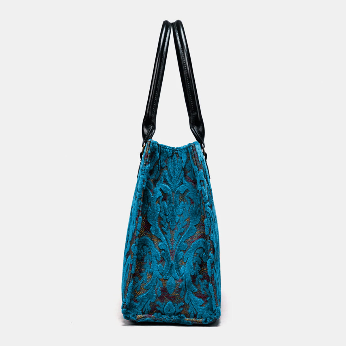 Burnout Velvet Aqua Blue Laptop Work Tote left