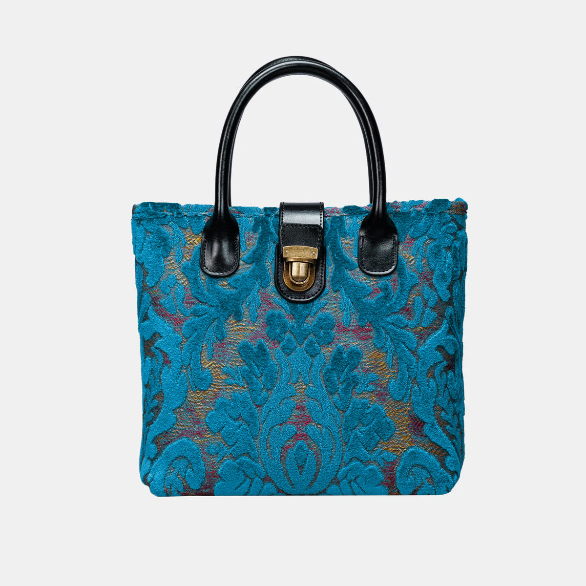 Burnout Velvet Aqua Blue Tuck Lock Carpet Satchel primary