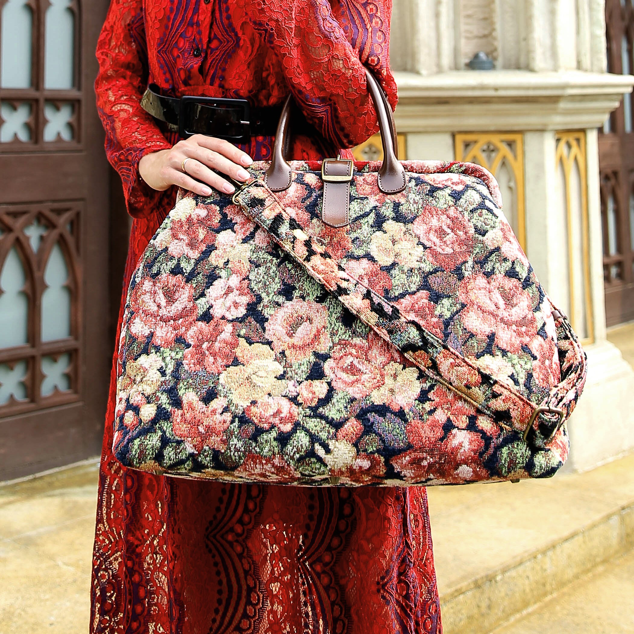 Floral Rose Mary Poppins Weekender carpet bag MCW Handmade