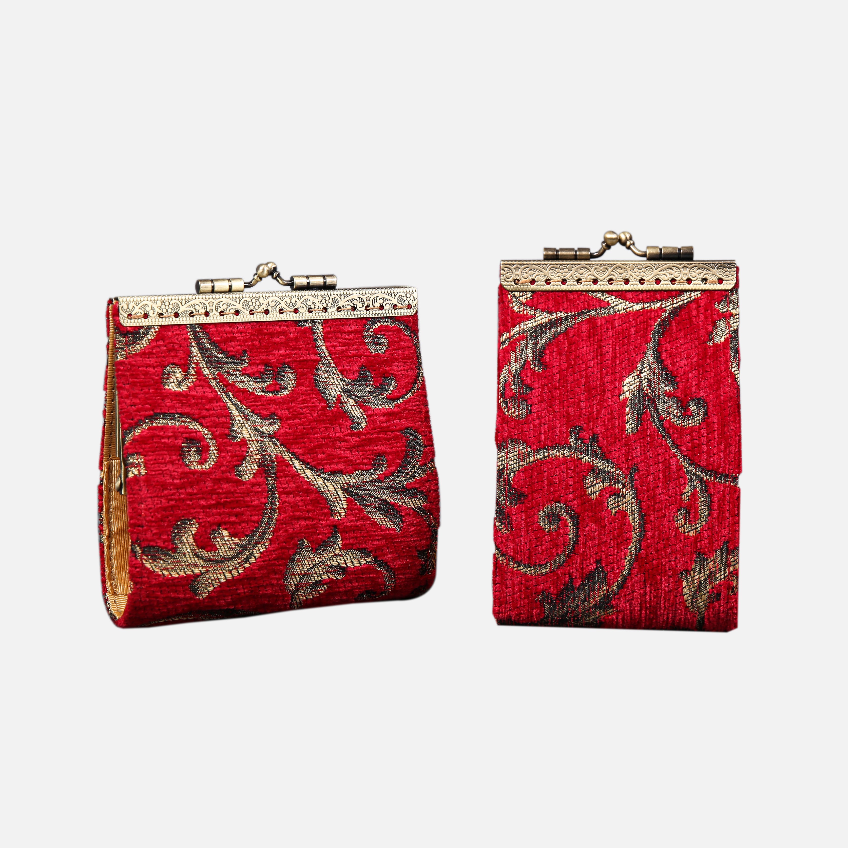 Vintage Scroll Red Card Wallet MCW Handmade