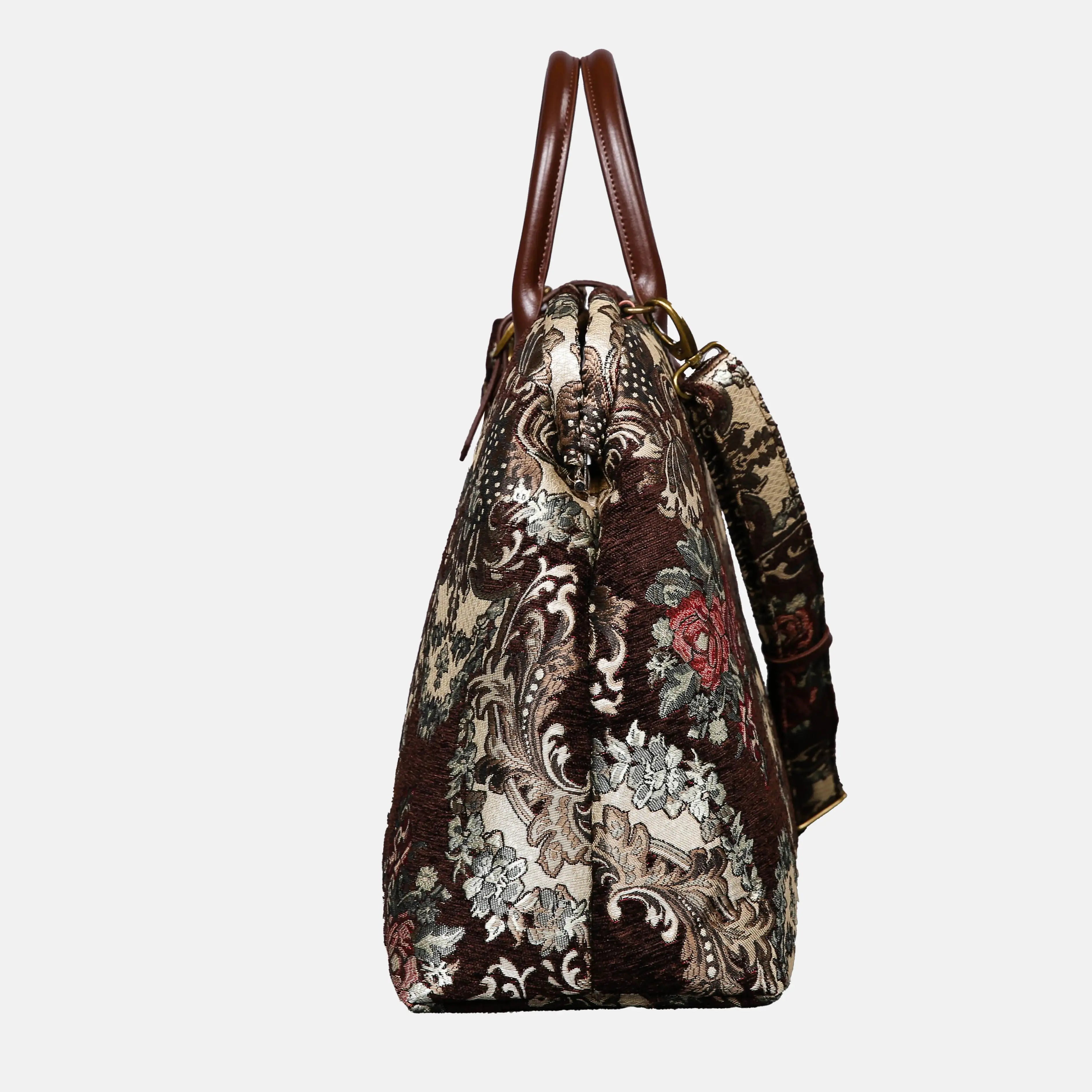Brocade Brown Mary Poppins Weekender Carpetbag of America side