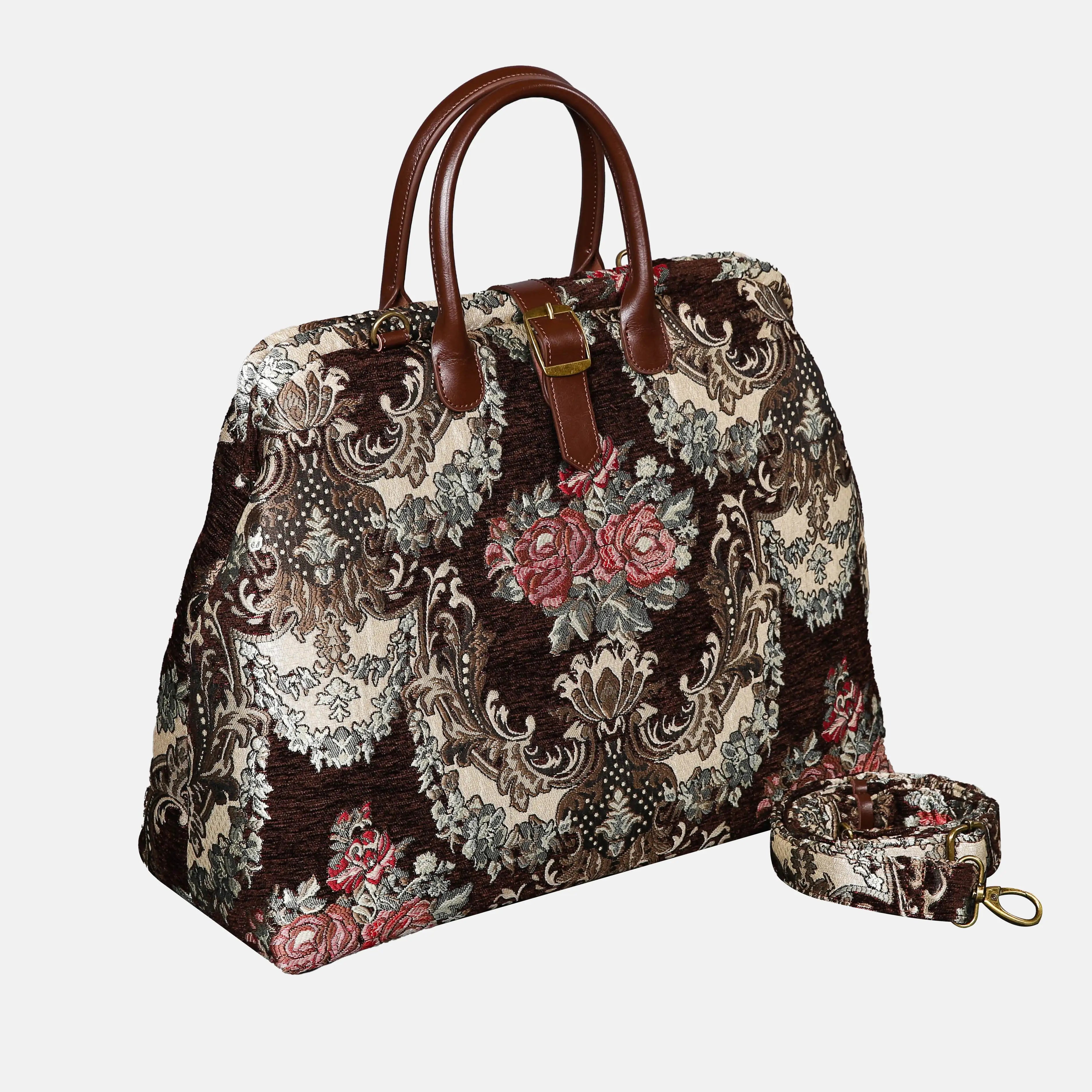 Brocade Brown Mary Poppins Weekender Carpetbag of America with shoulder strap