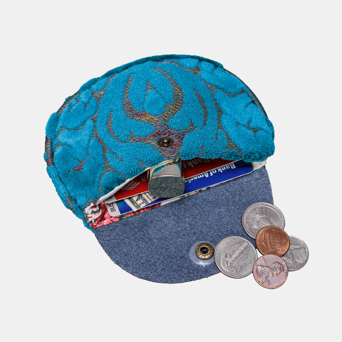 Burnout Velvet Aqua Blue Rosary Bag lay