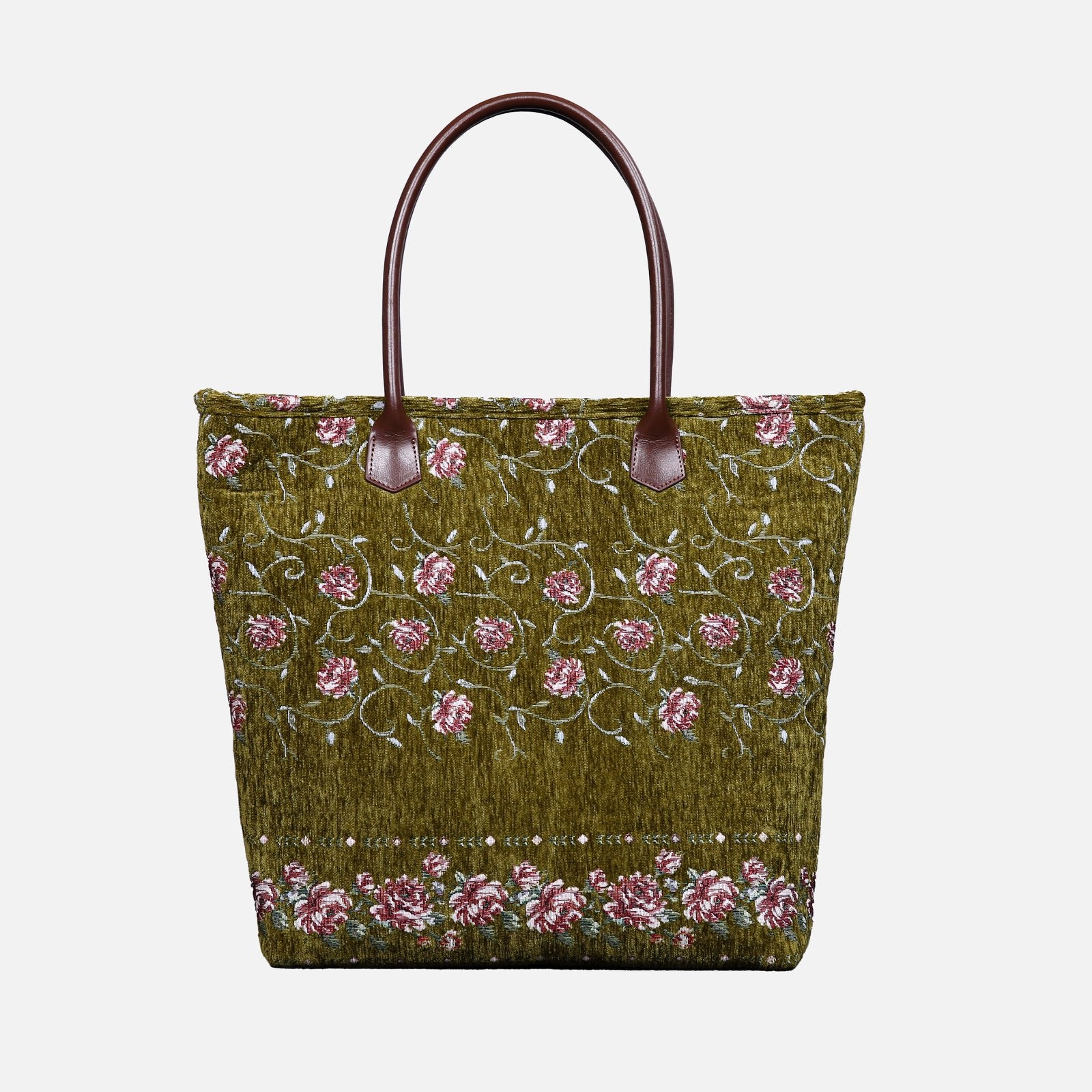 Climbing Rose Carpet Tote Shopper Carpetbag of America Avocado