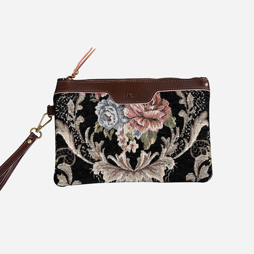 Floral Black Wristlet Clutch