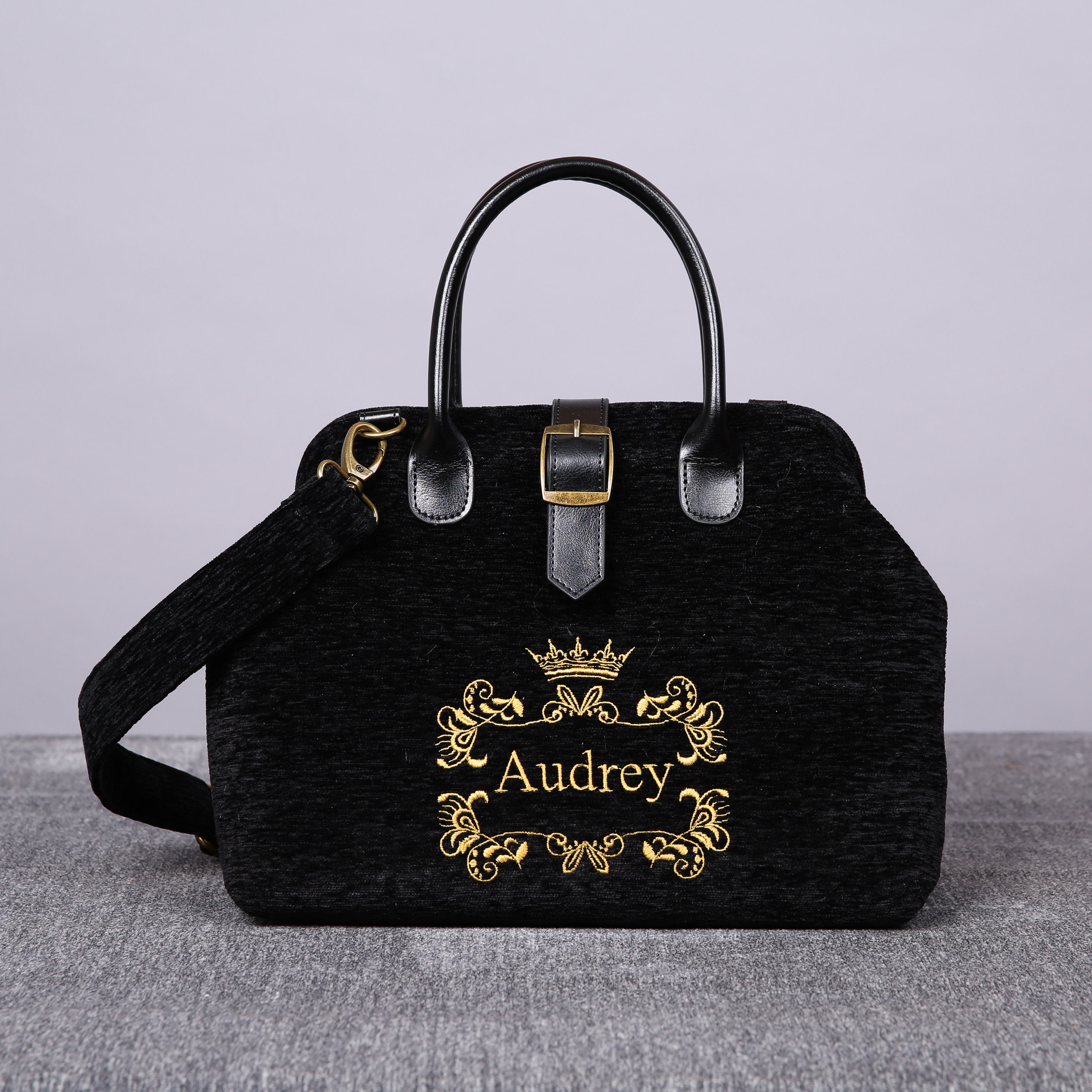 Luxury Monogrammed Black Purses carpet bag MCW Handmade