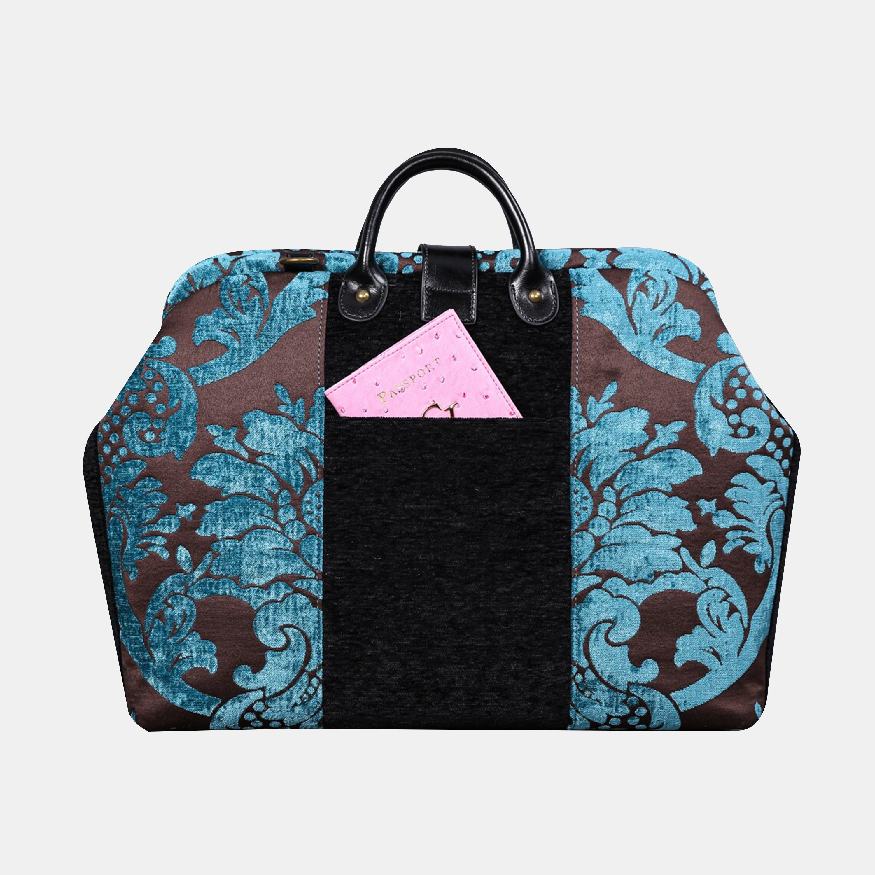 Luxury Damask Blue carpet bag MCW Handmade-2