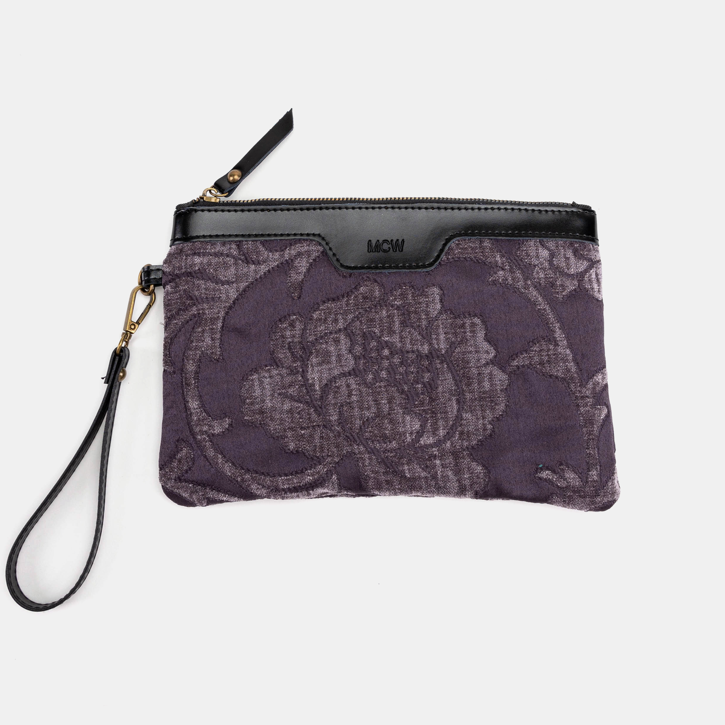 Wristlet Clutch Carpet Bag Floral Brocade Purple main