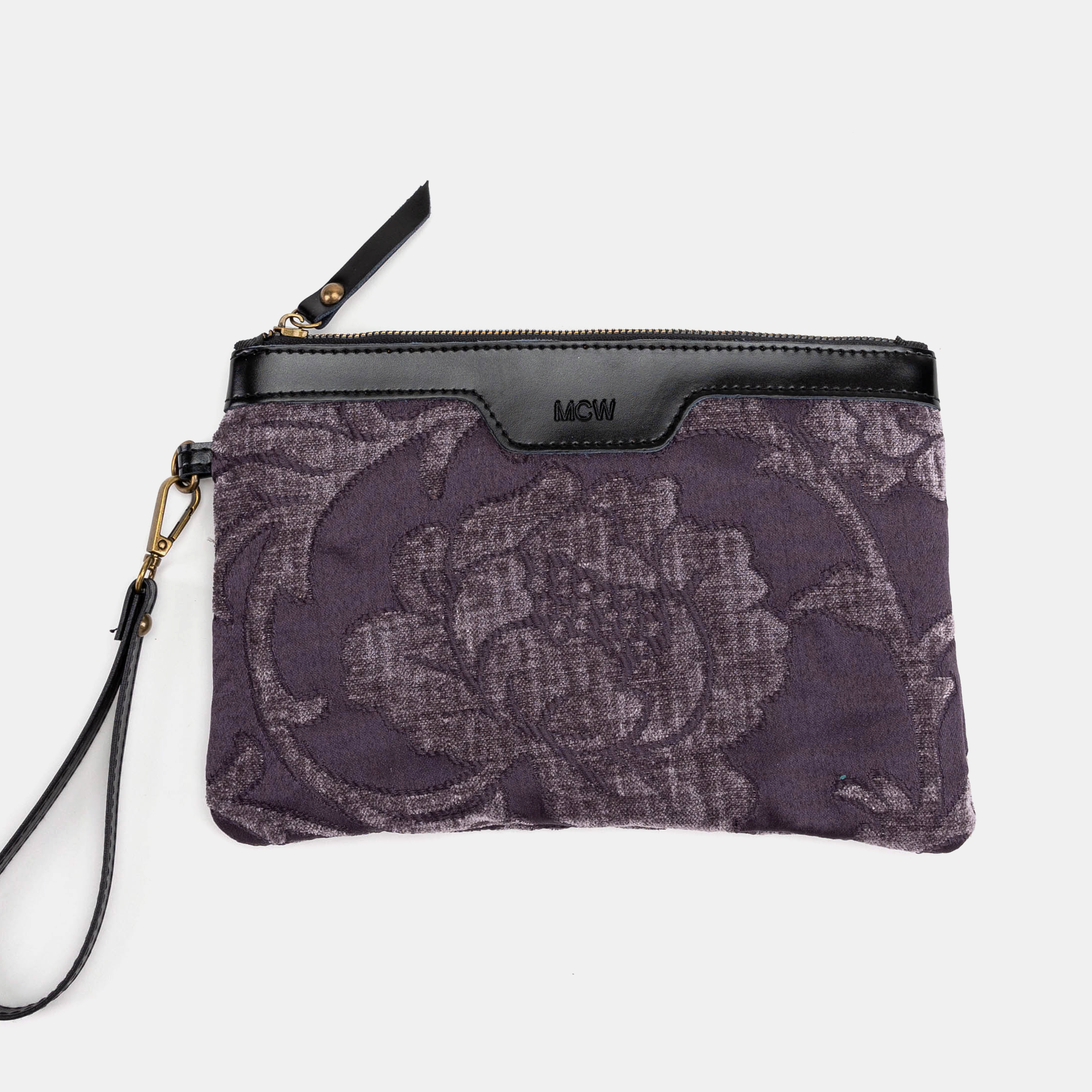 Wristlet Clutch Carpet Bag Floral Brocade Purple main