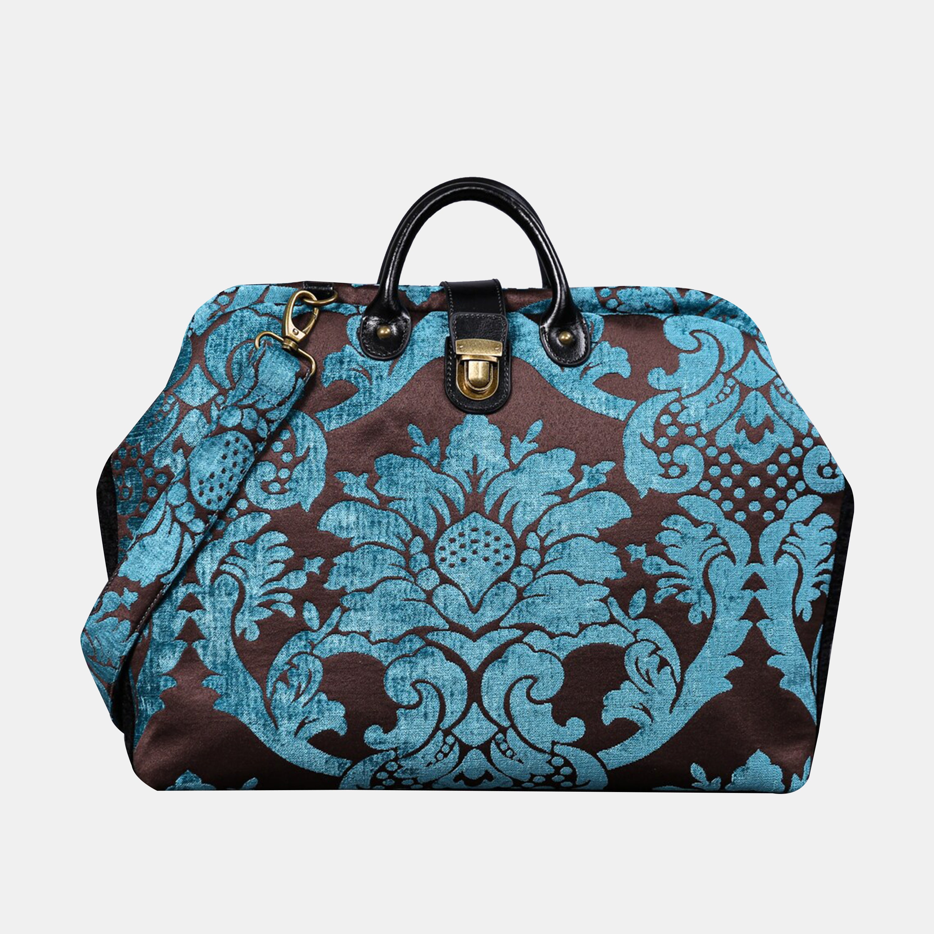 Luxury Damask Blue carpet bag MCW Handmade