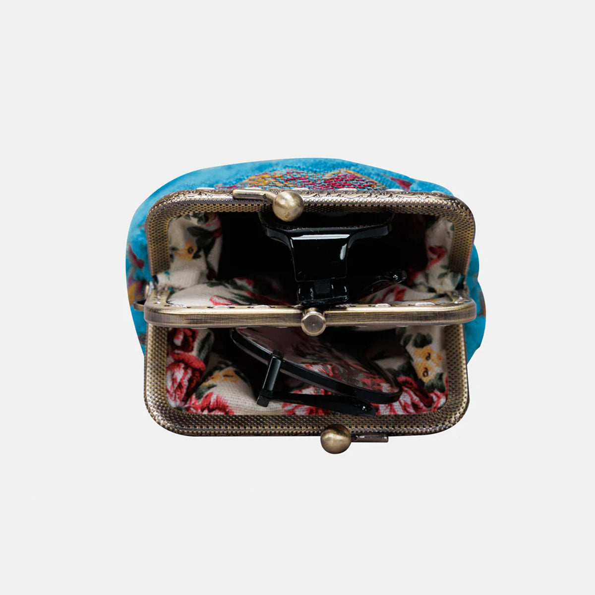 Burnout Velvet Aqua Blue Carpet Eyeglasses Case inside