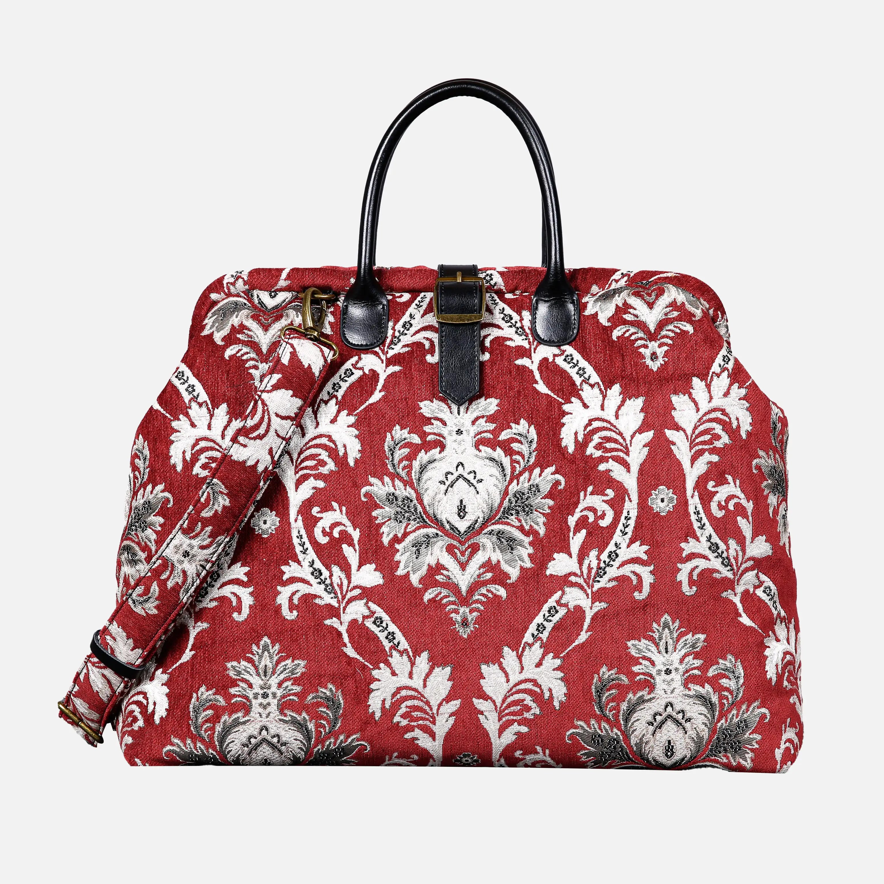 Scalamandre Elizabeth Red Mary Poppins Weekender carpet bag MCW Handmade main