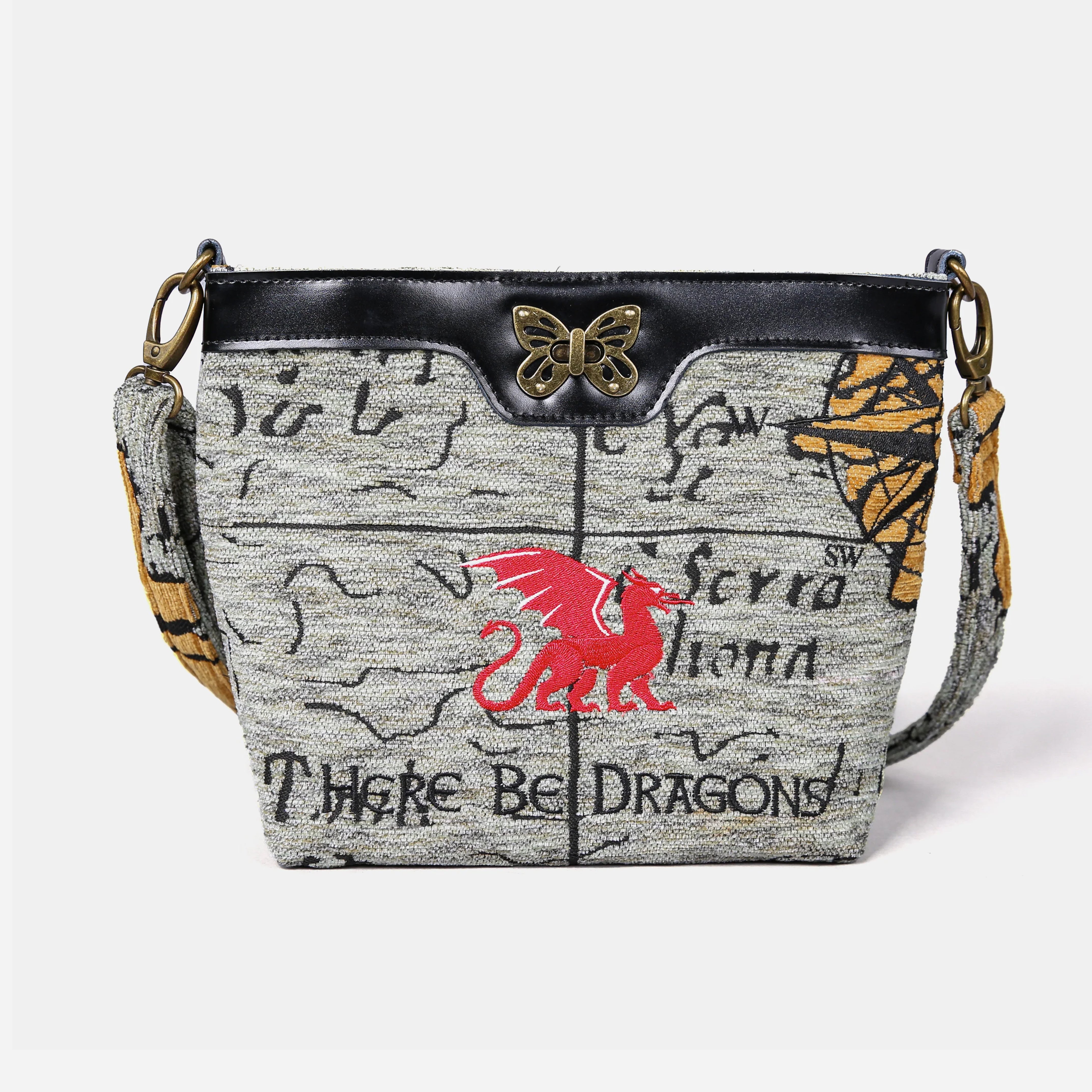 Here Be Dragons Butterfly Crossbody Bag