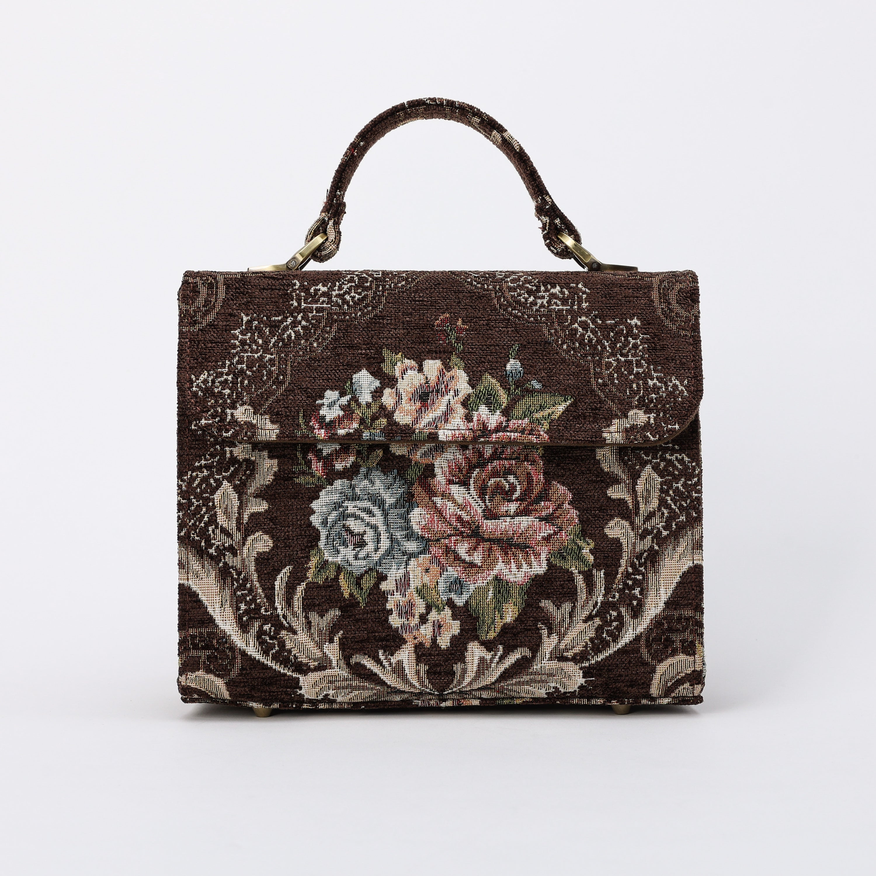 Floral Coffee Flap Satchel carpet bag MCW Handmade