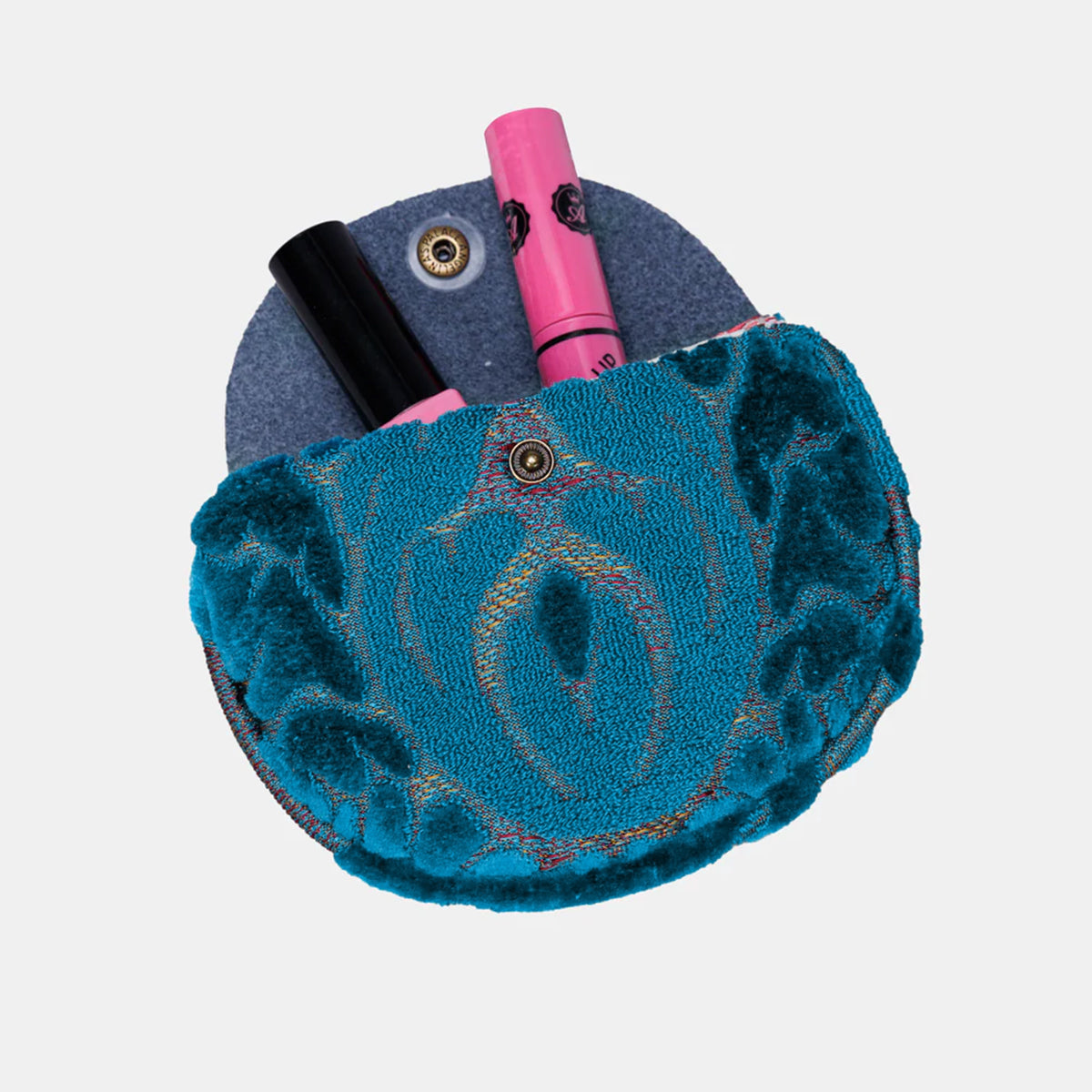 Burnout Velvet Aqua Blue Rosary Bag front