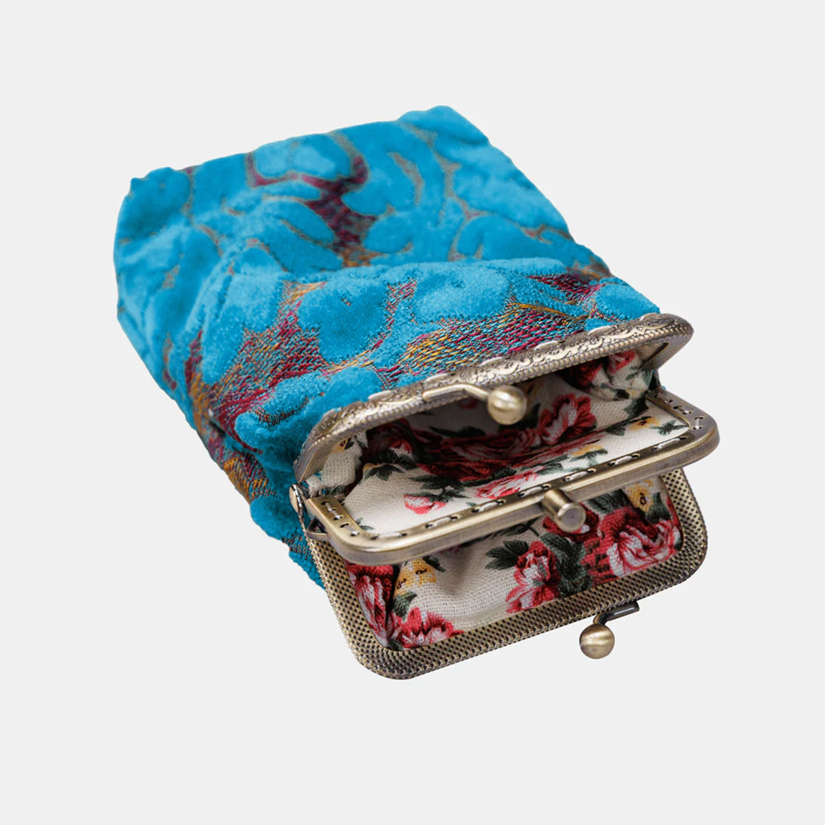 Burnout Velvet Aqua Blue Carpet Eyeglasses Case right