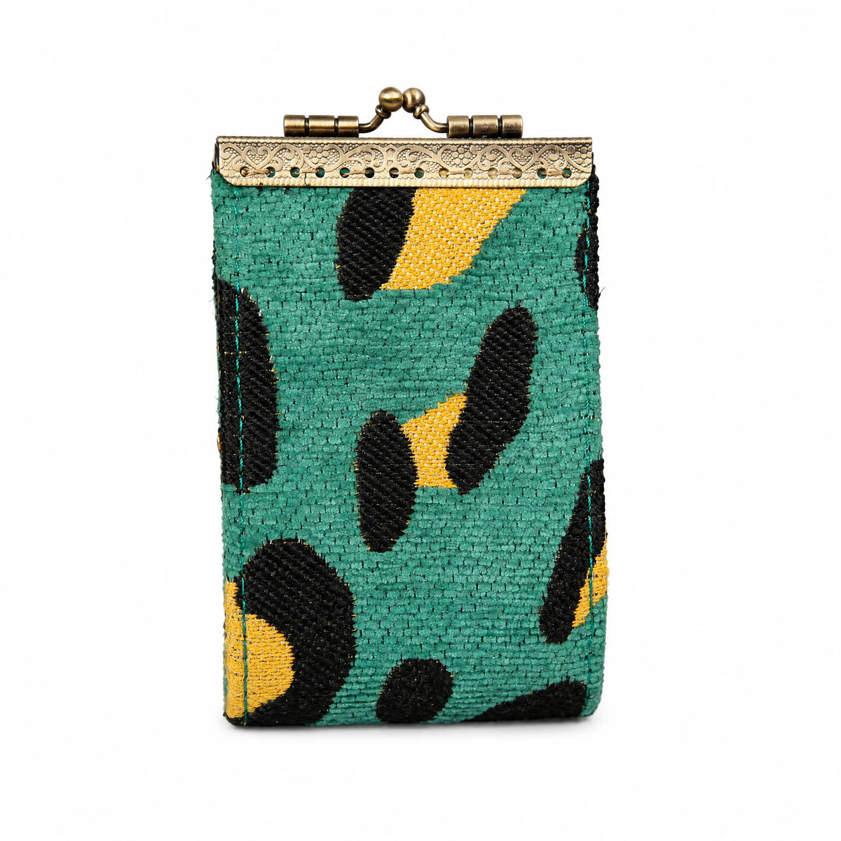 Leopard Green Card Wallet Carpetbag of America 11 slots main