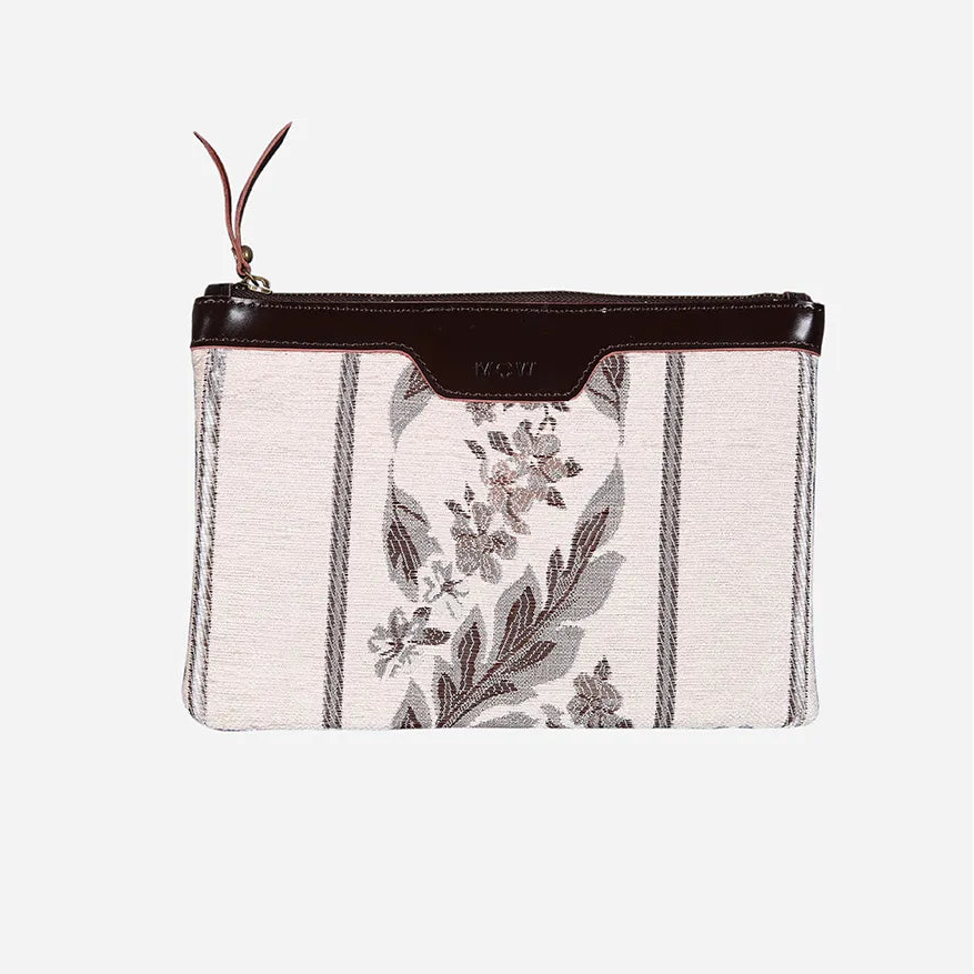 Victorian Stripes Cream Wristlet Clutch