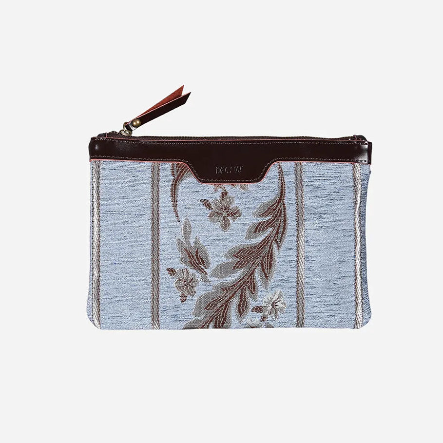 Victorian Stripes Blue Wristlet Clutch