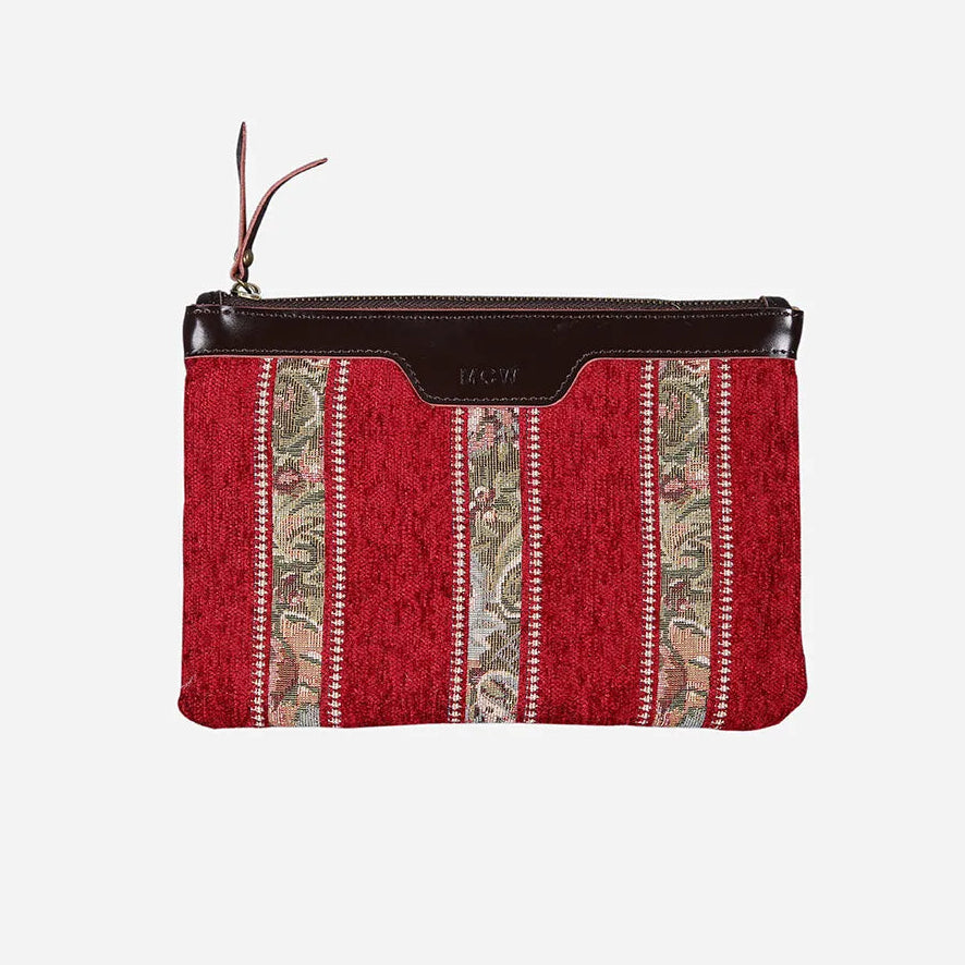 Floral Stripes Red Wristlet Clutch