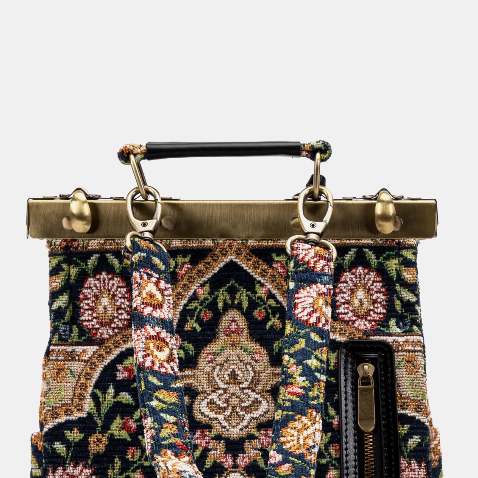 Oriental Navy Helena Carpet Gladstone Backpack of America back details