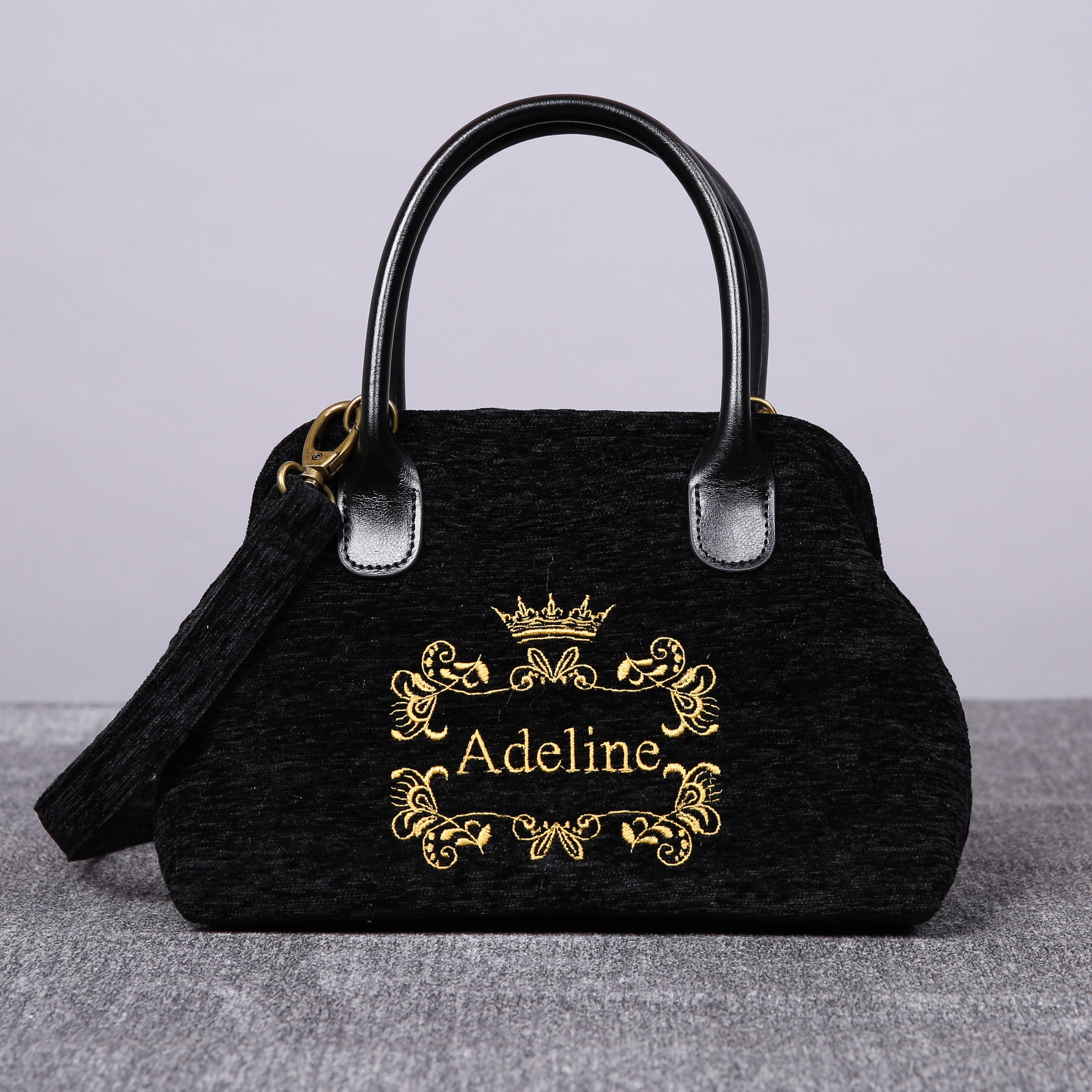Luxury Monogrammed Black Satchels carpet bag MCW Handmade