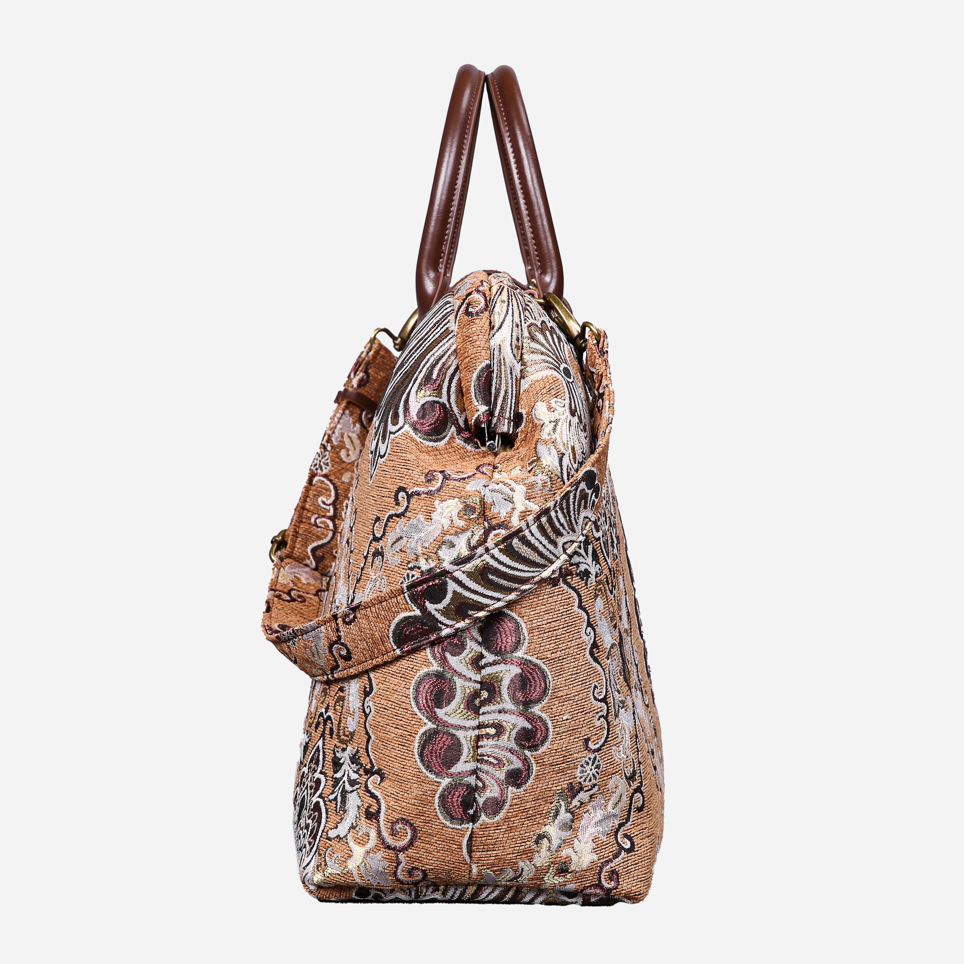 Chateau Nostalgia Brown Mary Poppins Weekender carpet bag MCW Handmade-2
