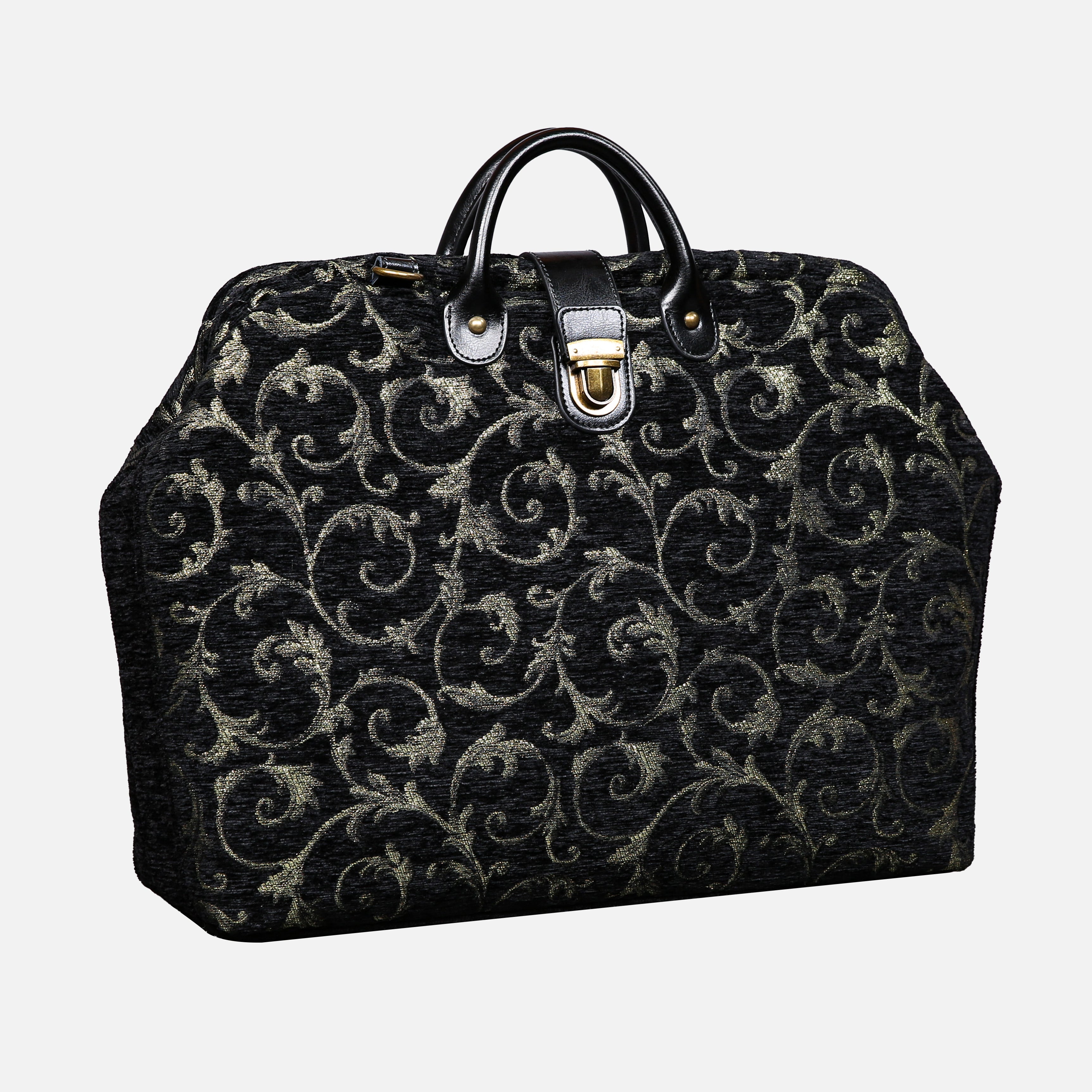 Vintage Scroll Black Laptop Work Bag carpet bag MCW Handmade-2