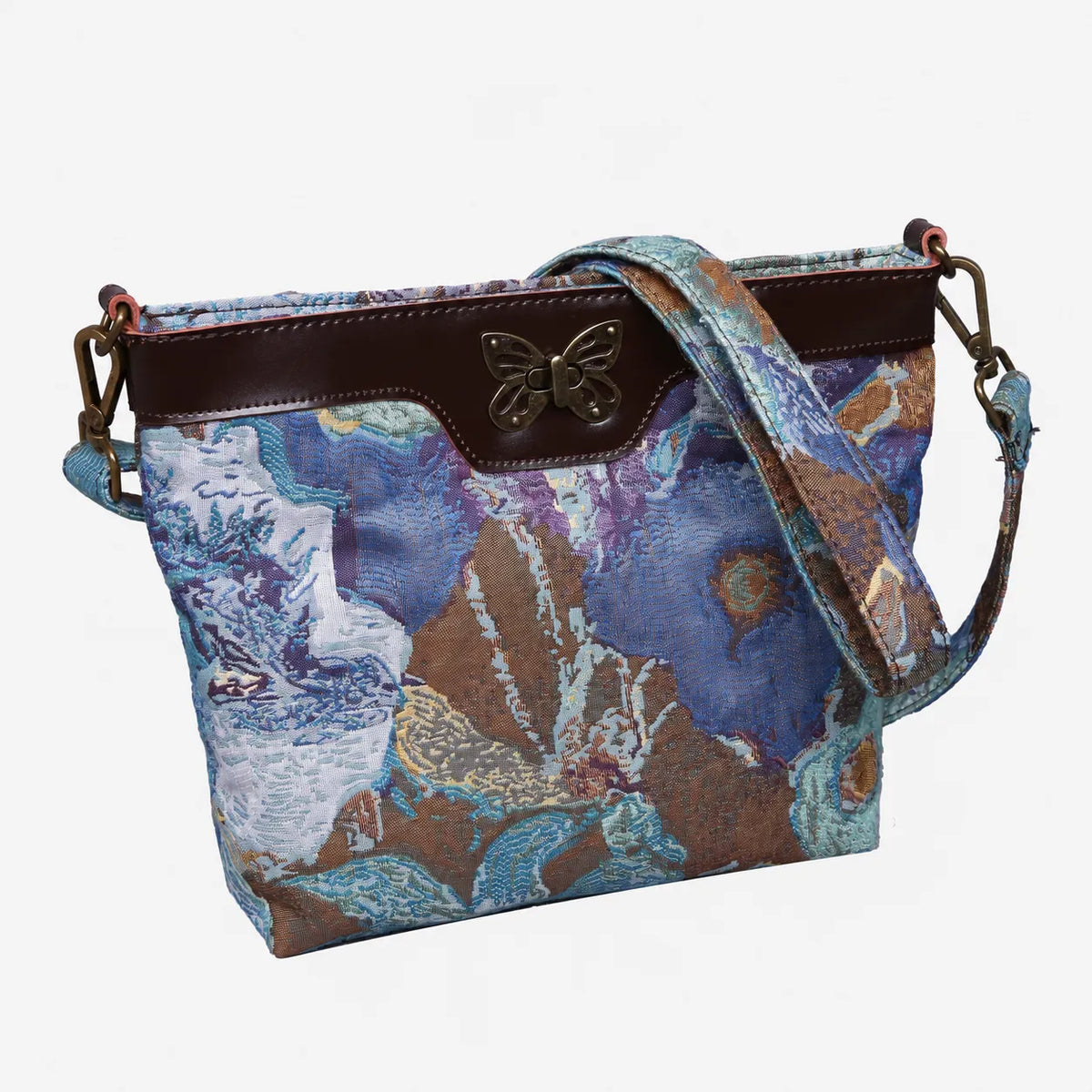Abstract Blue Carpet Crossbody Bag carpet bag MCW Handmade of America front