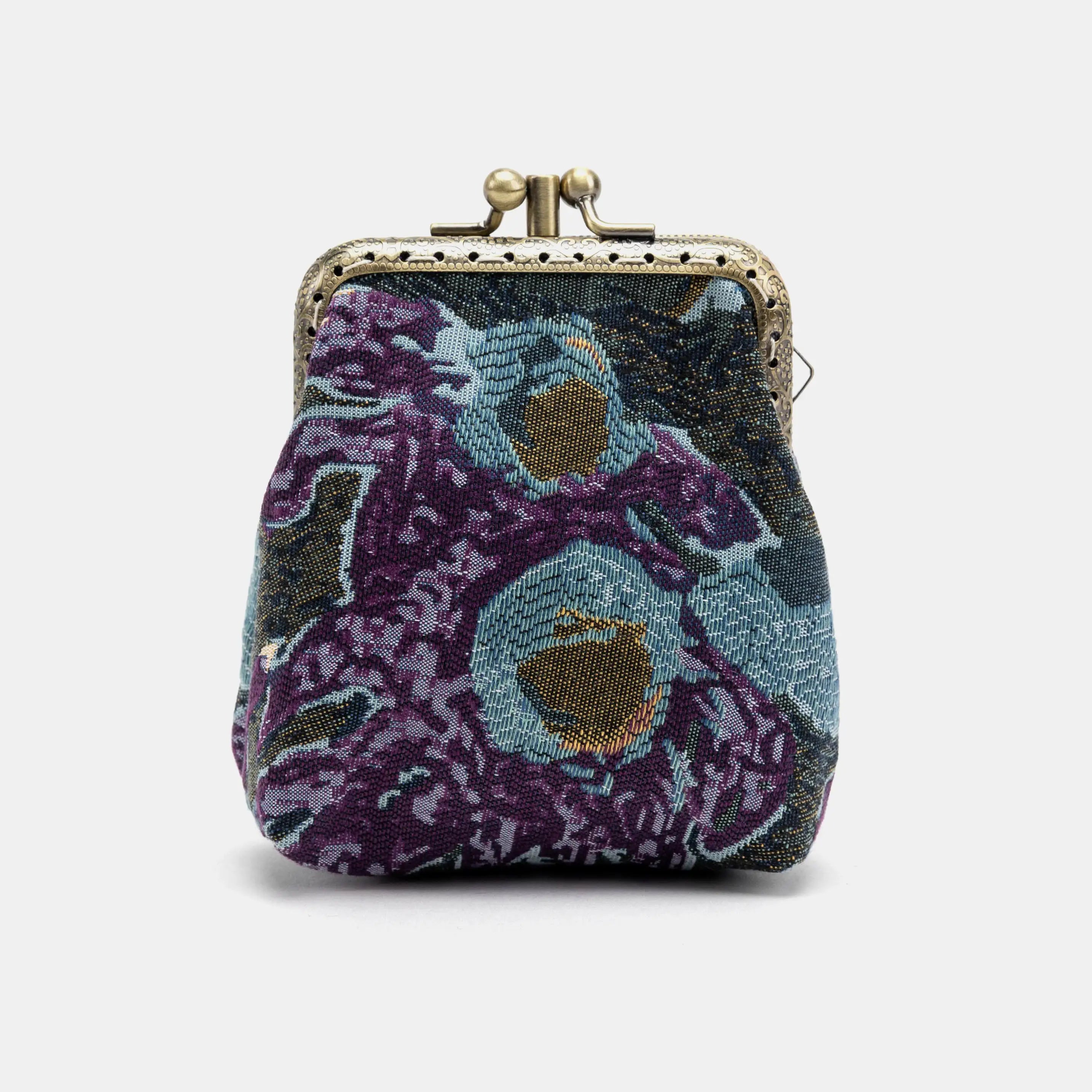 Abstract Blue Double Kiss Clasp Coin Purse Carpetbag of America front-2