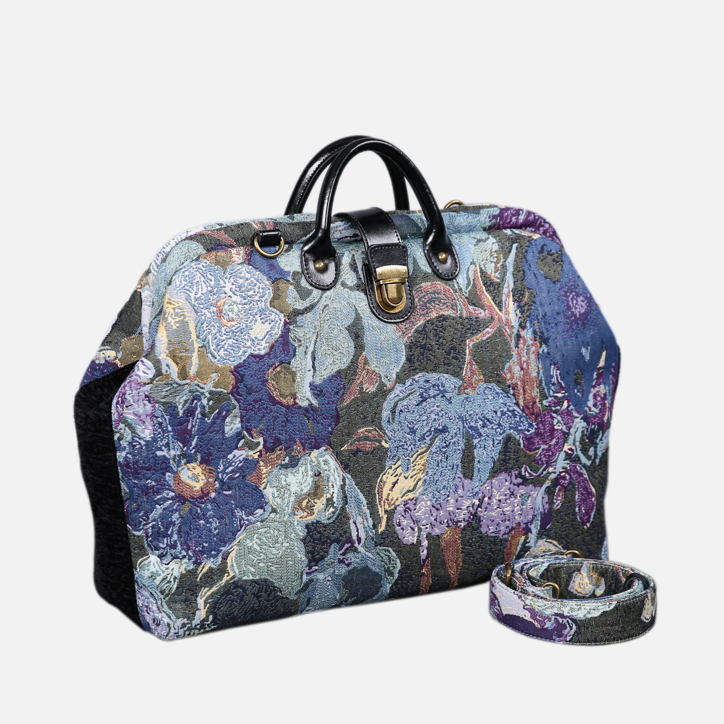 Abstract Blue carpet bag of America with shoulder strap