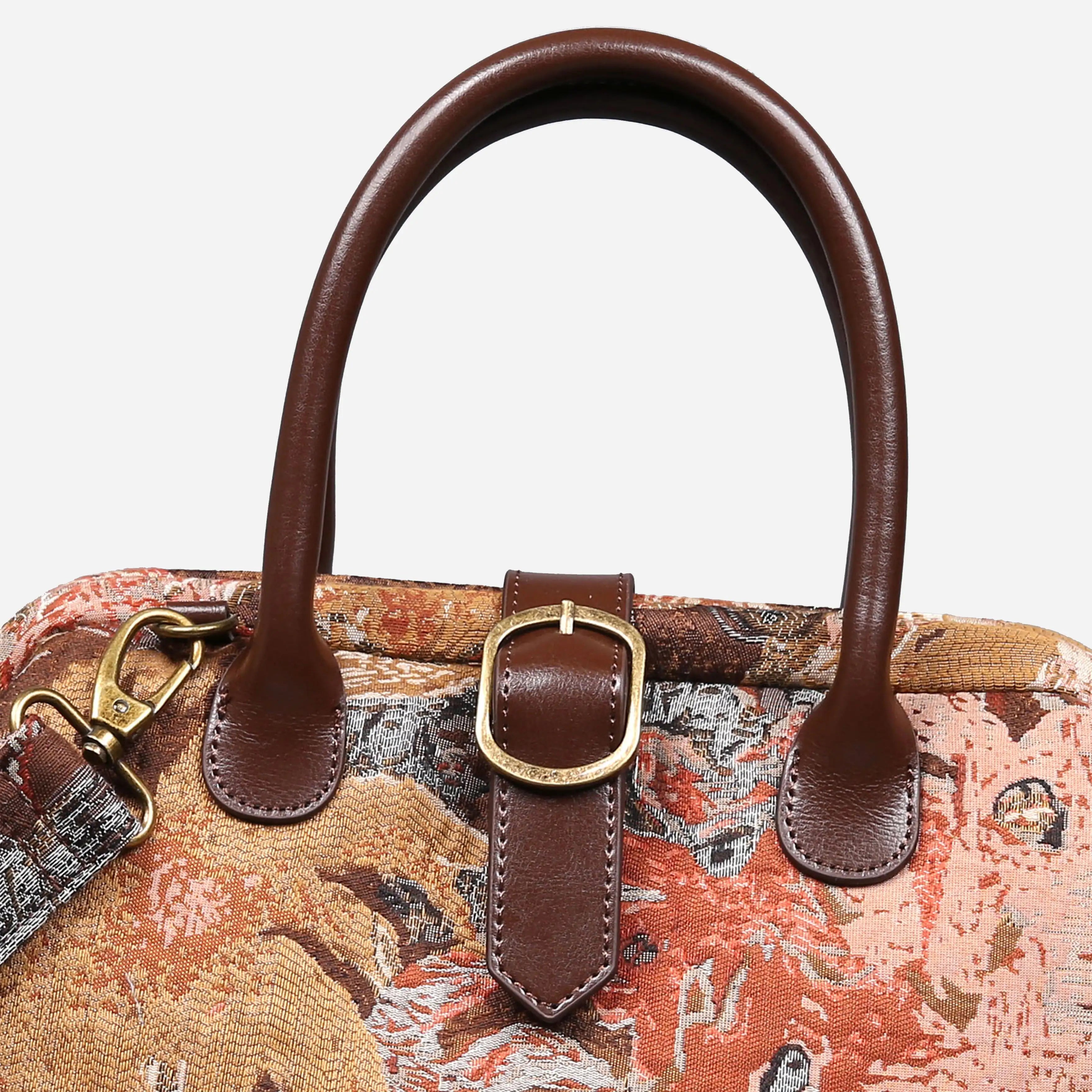 Abstract Brown Carpet Handbag Purse carpet bag MCW Handmade of America buckle
