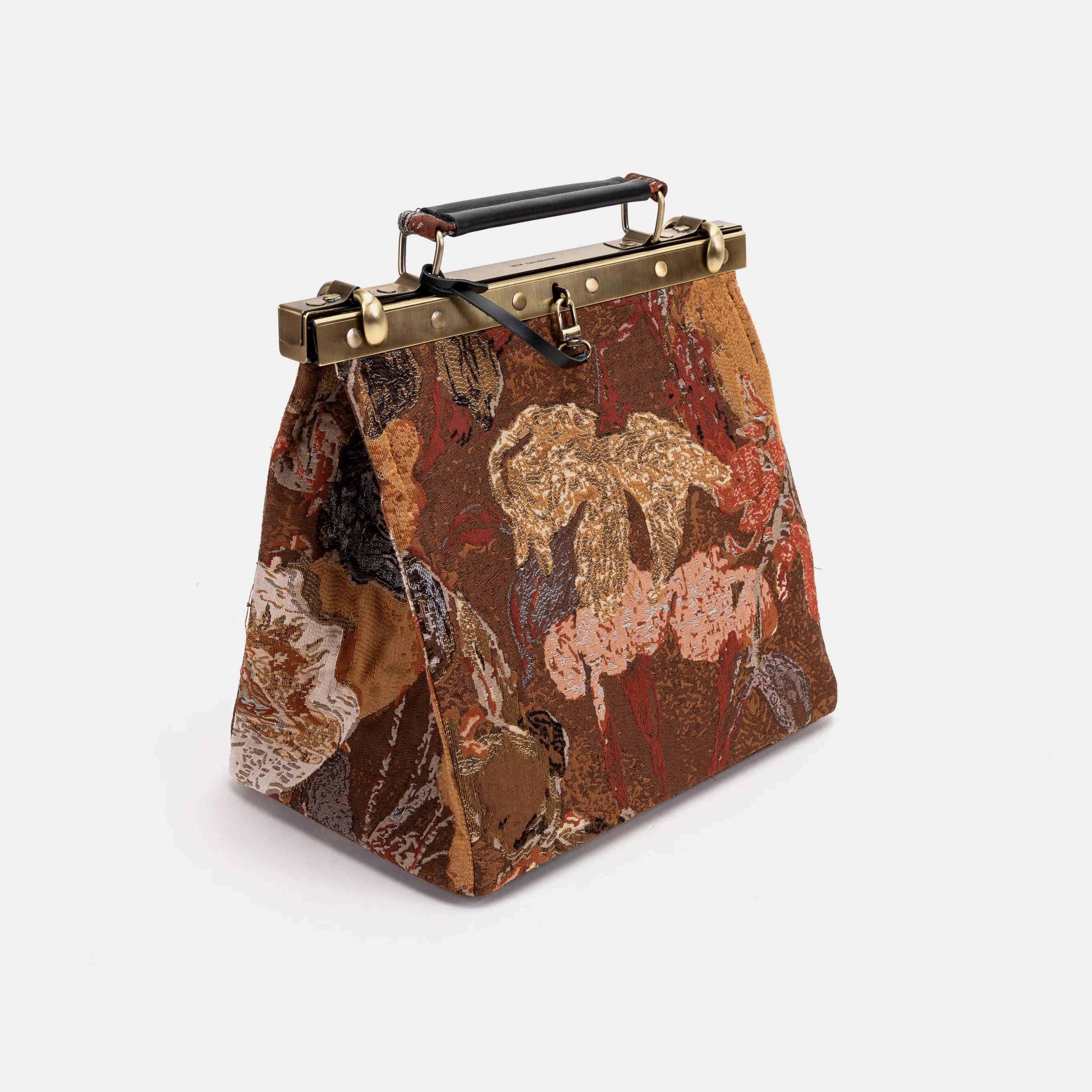 Abstract Brown Cecile Carpet Purse Gladstone Bag of America side