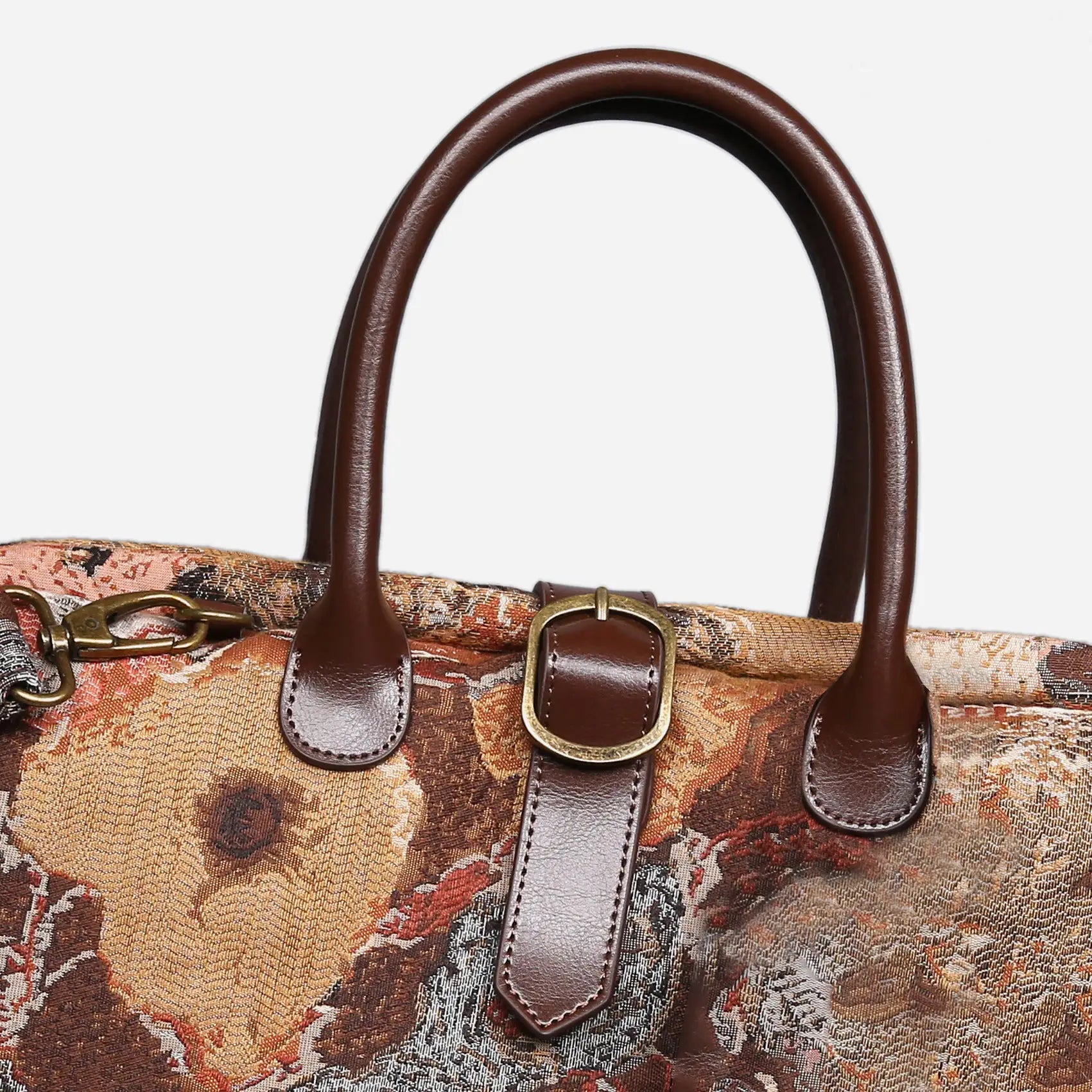 Abstract Brown Mary Poppins Weekender Carpet Bag of America buckle